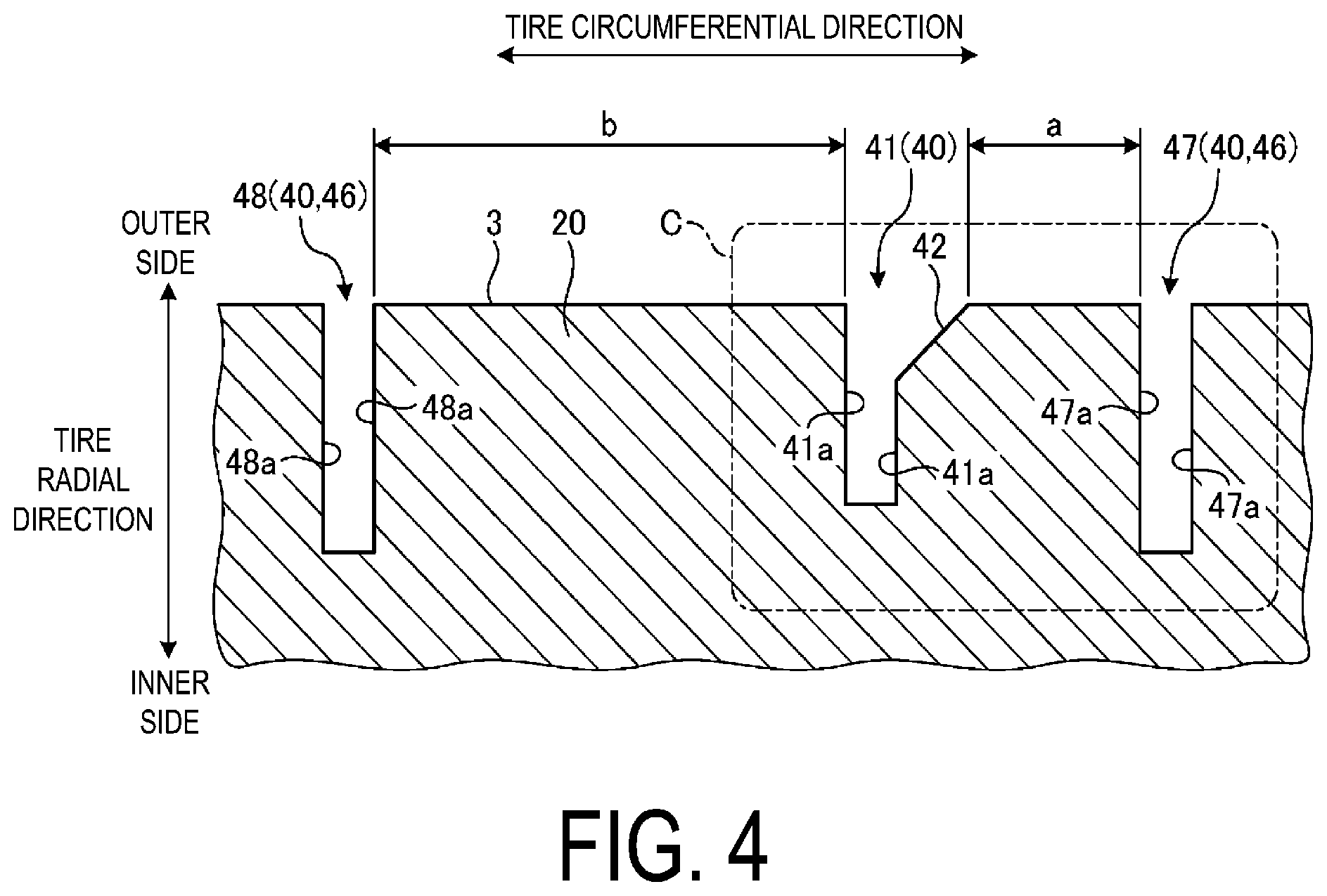 Patent US12508848 Figure 4 – Pneumatic tire