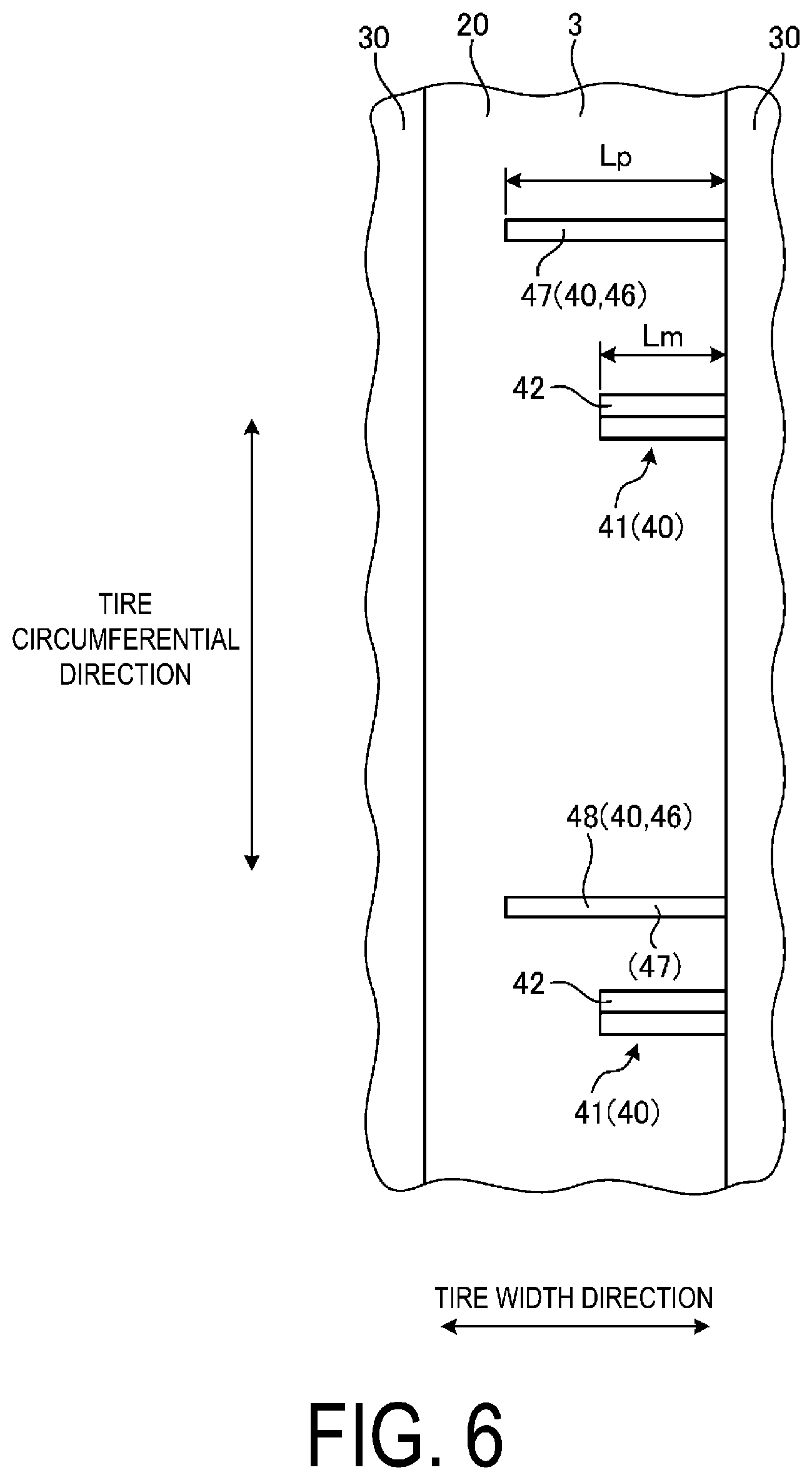 Patent US12508848 Figure 6 – Pneumatic tire