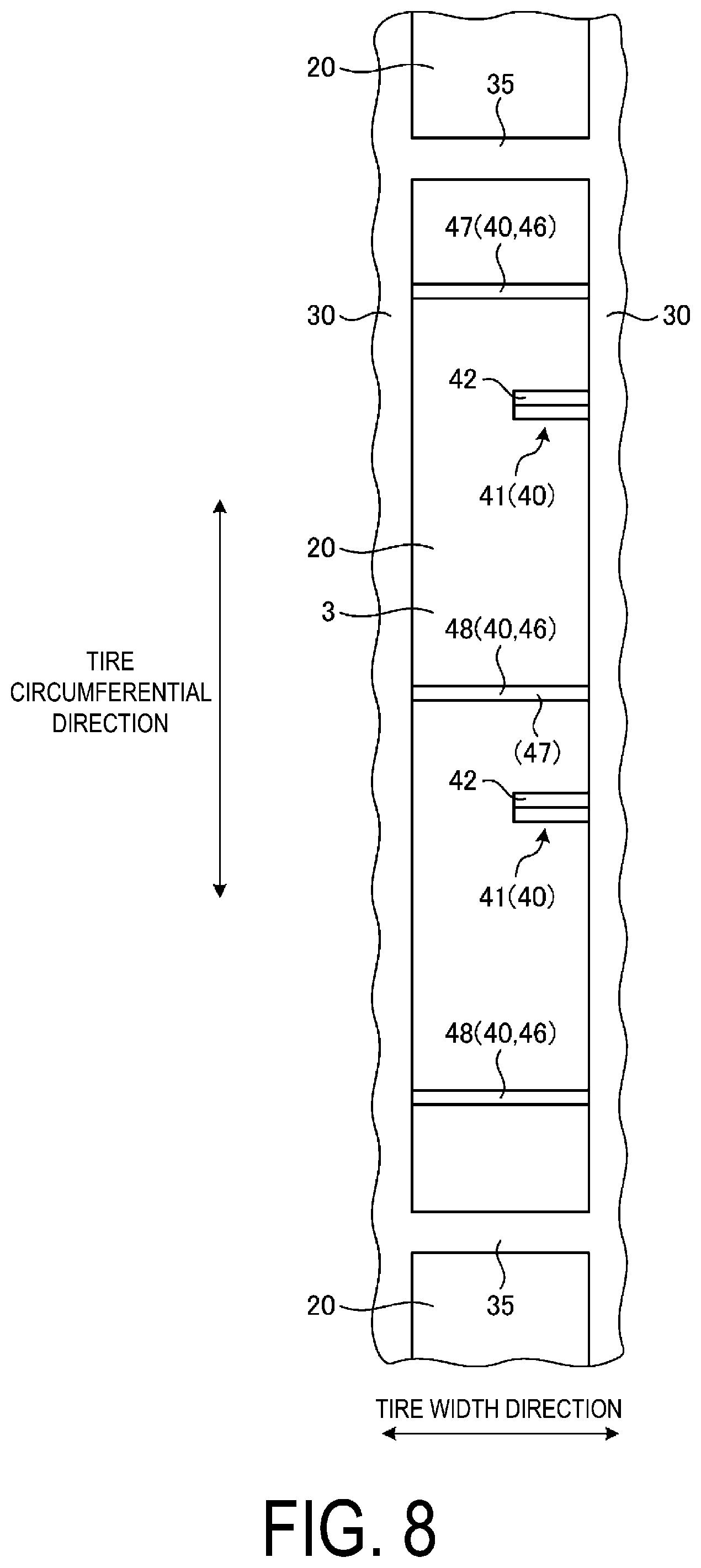Patent US12508848 Figure 8 – Pneumatic tire
