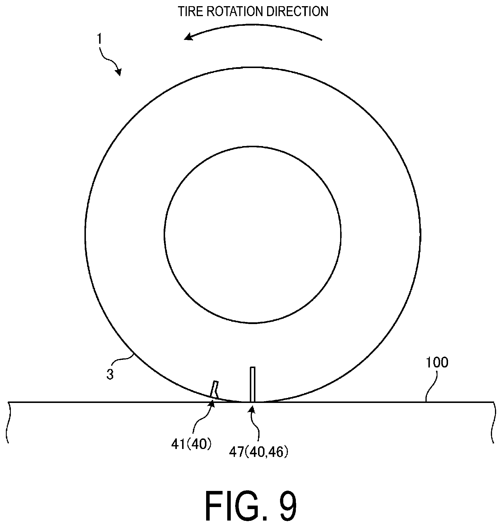 Patent US12508848 Figure 9 – Pneumatic tire