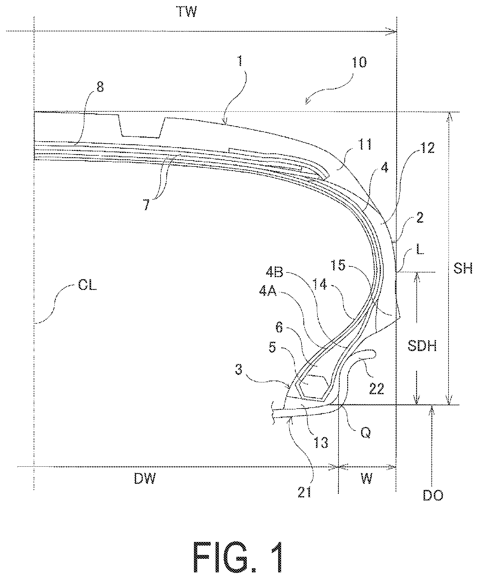Patent US12508849 Figure 1 – Tire
