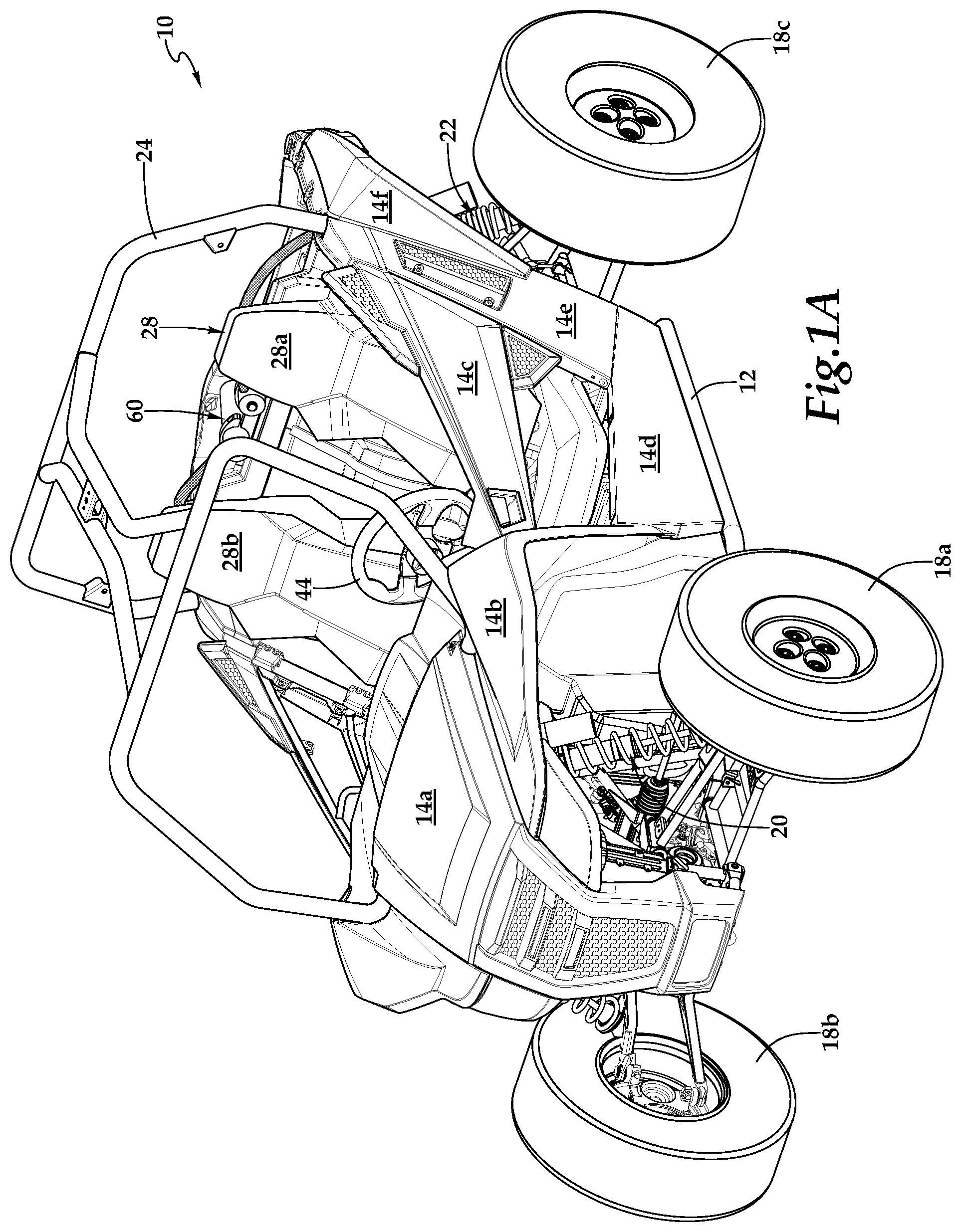 Patent US12508862 Figure 1 – Off-road vehicle having an actively adjustable suspension