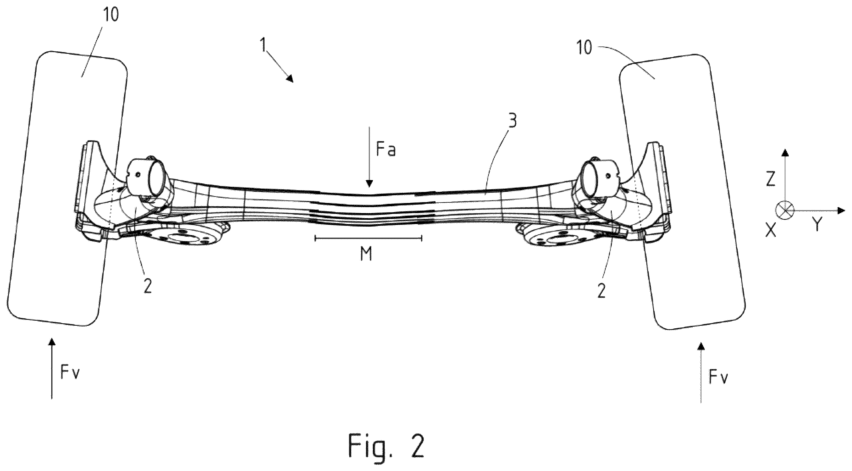 Patent US12508863 Figure 2 – Twist beam axle for a motor vehicle