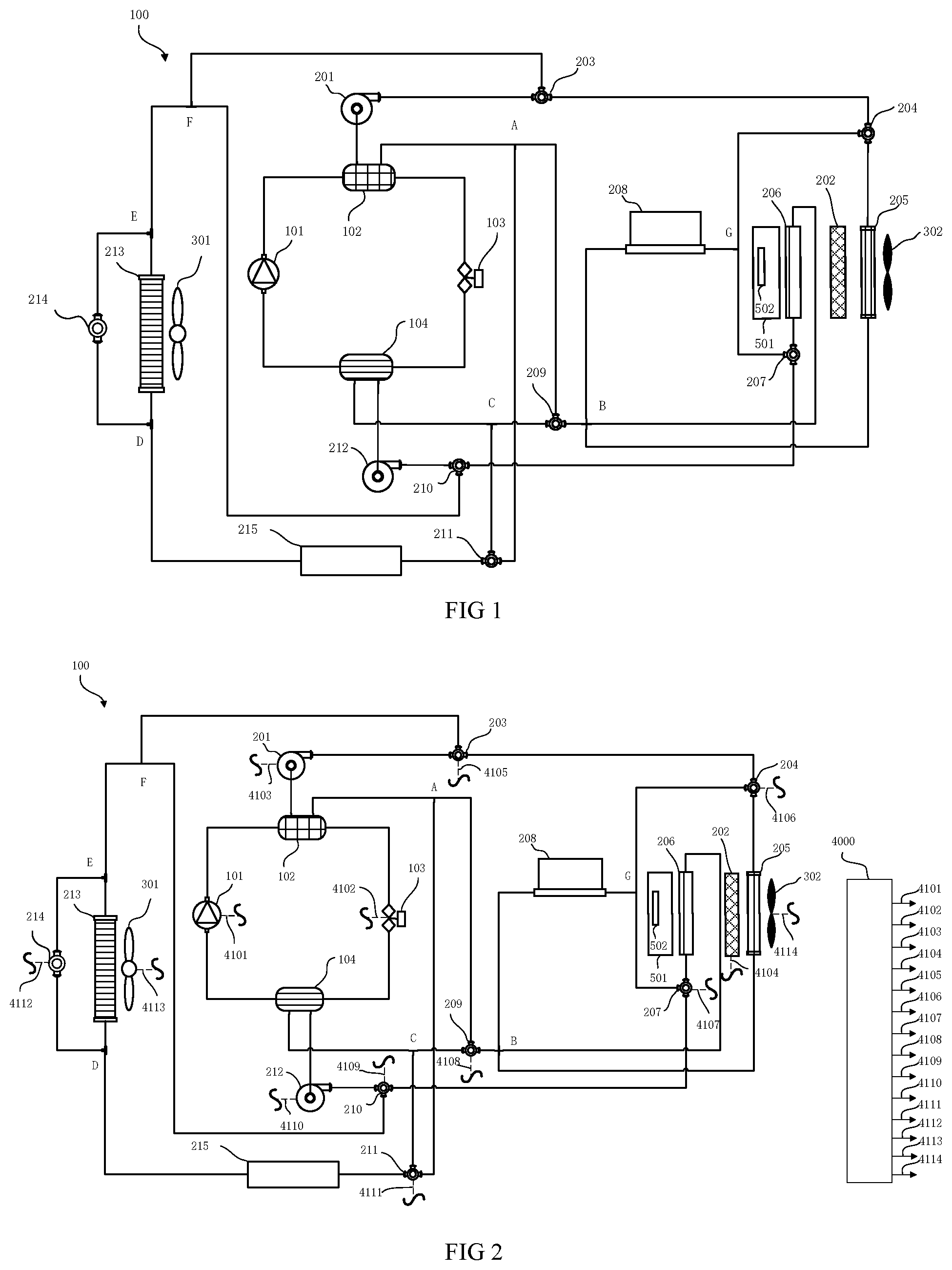 Patent US12508871 Figure 1 – Refrigerant-coolant heat pump system of electric vehicles