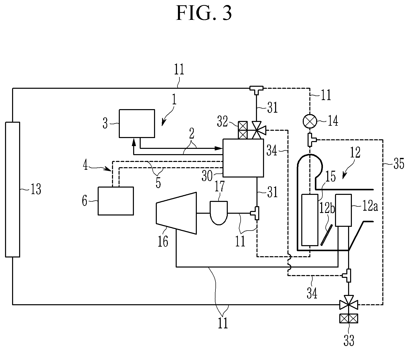 Patent US12508873 Figure 3 – Heat pump system of vehicle