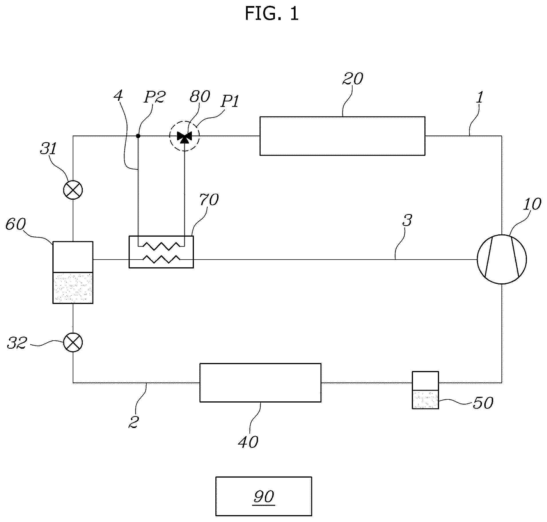 Patent US12508874 Figure 1 – Gas injection type heat management system for vehicle