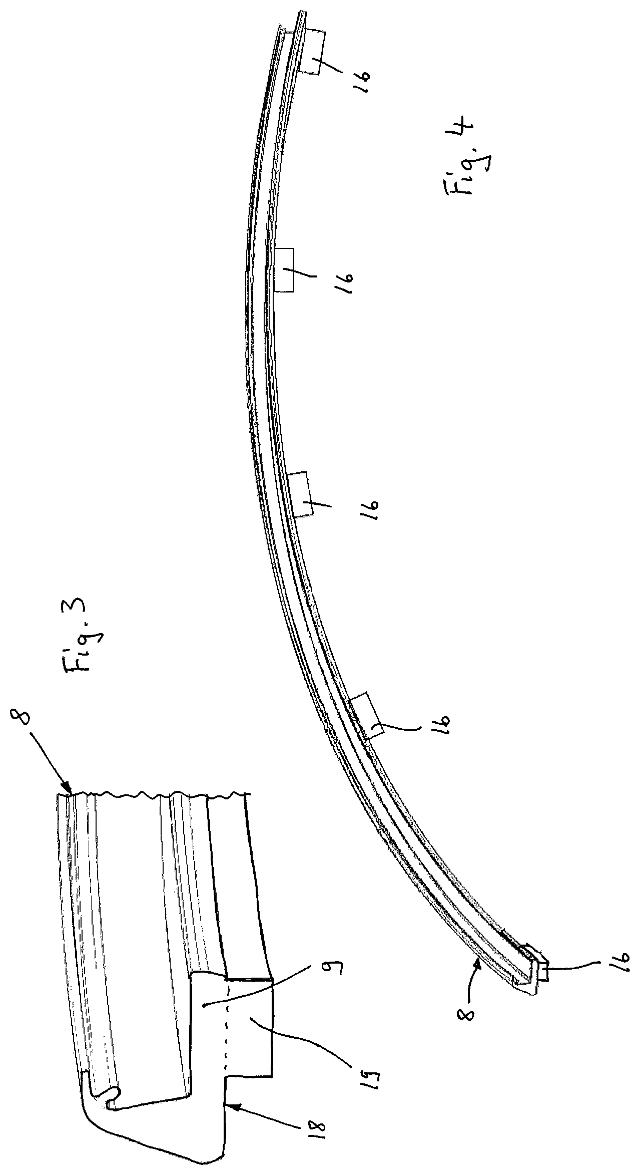 Patent US12508887 Figure 3 – Edge profile of a vehicle glass pane