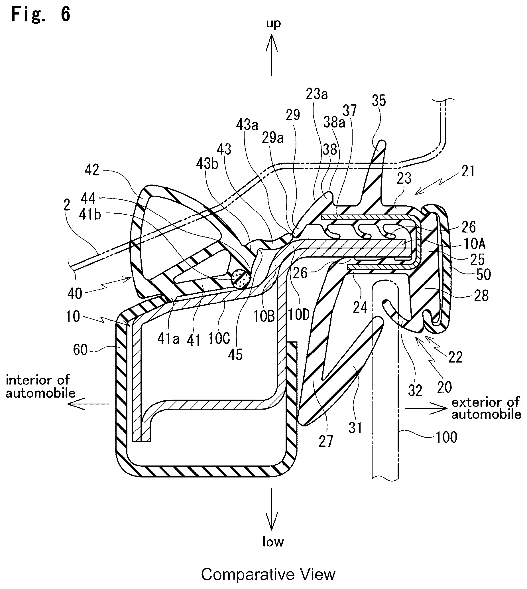 Patent US12508888 Figure 6 – Sealing structure for door of automobile