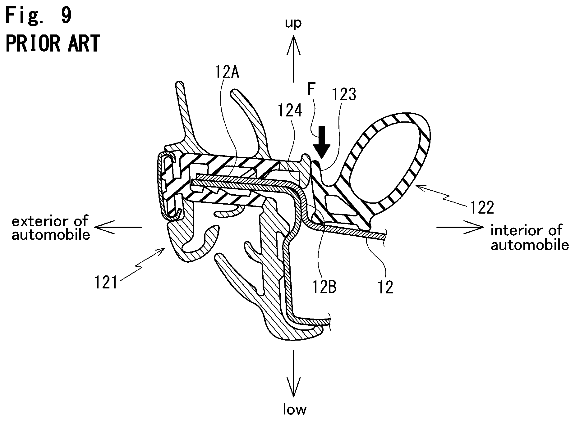 Patent US12508888 Figure 8 – Sealing structure for door of automobile