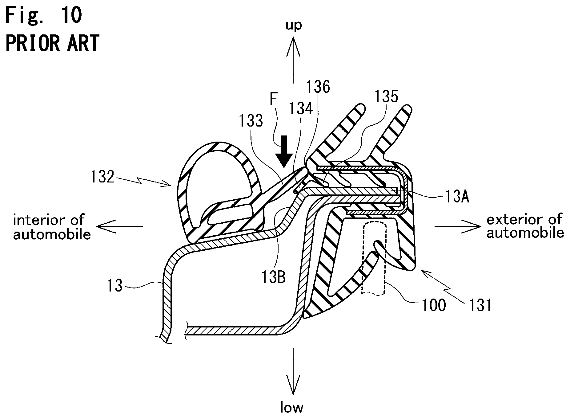 Patent US12508888 Figure 9 – Sealing structure for door of automobile