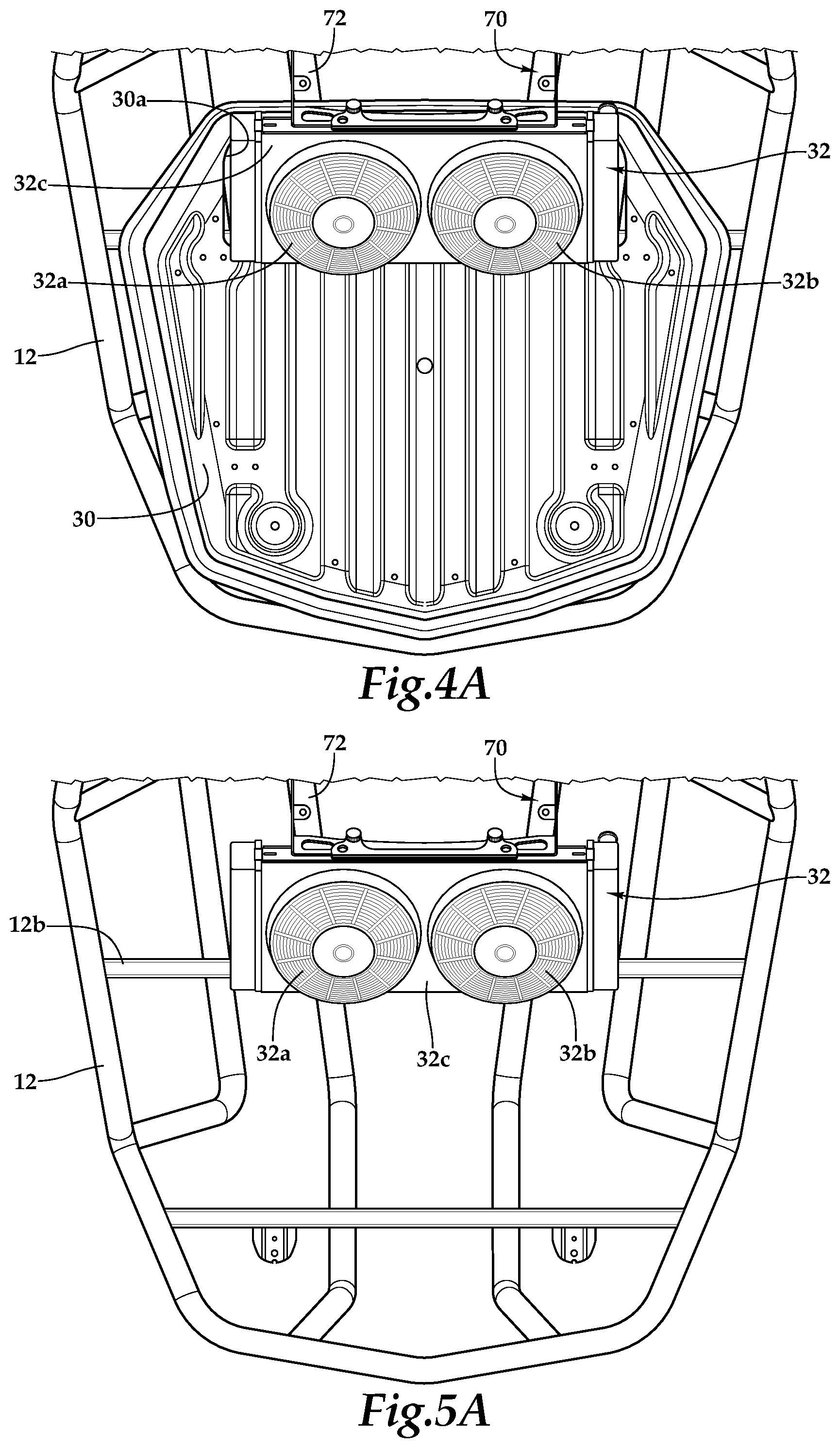 Patent US12508895 Figure 8 – Off-road vehicle having an aftwardly pivotable radiator