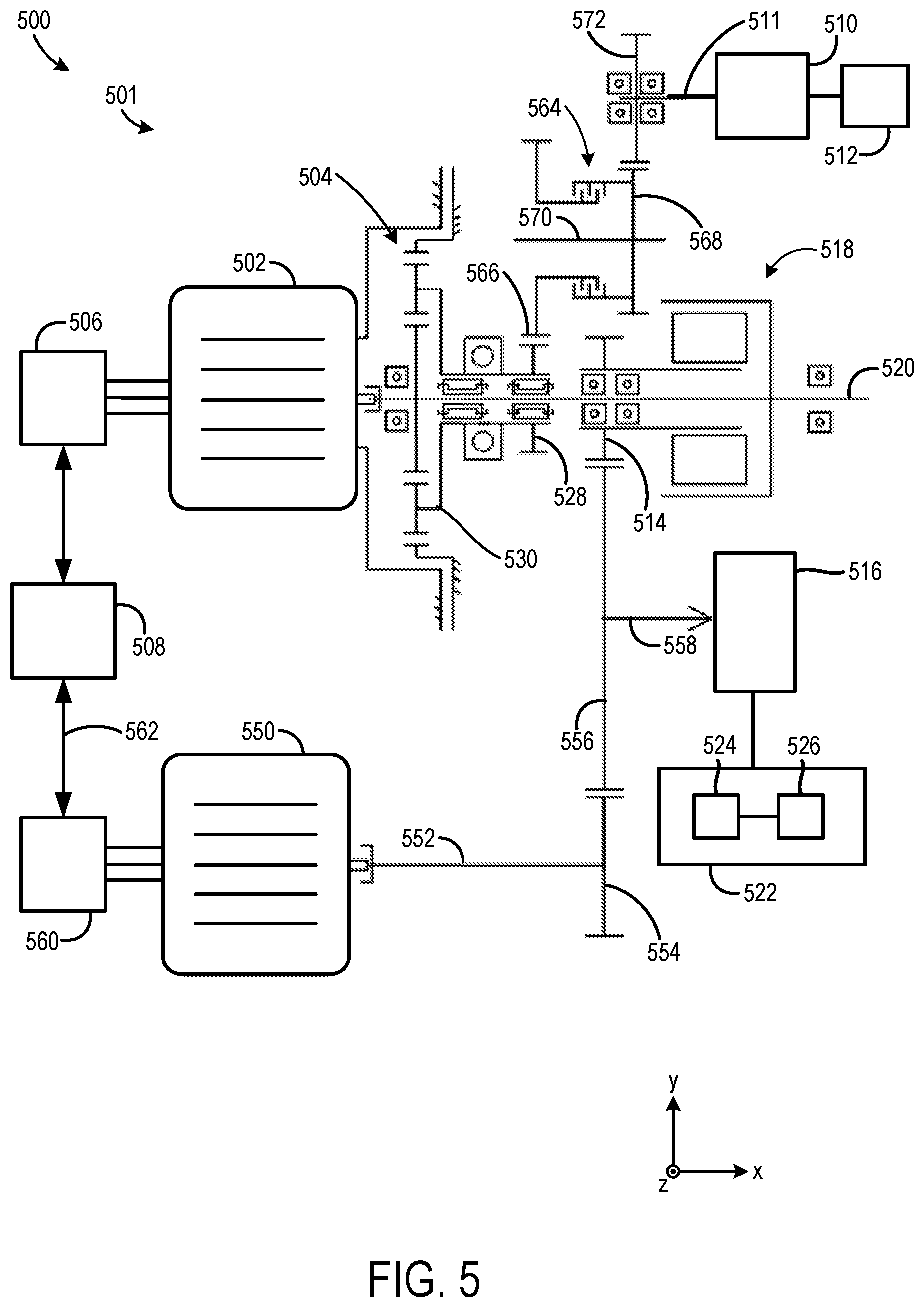 Patent US12508899 Figure 4 – Powertrain system with power take-off (PTO) and reduction planetary gear set