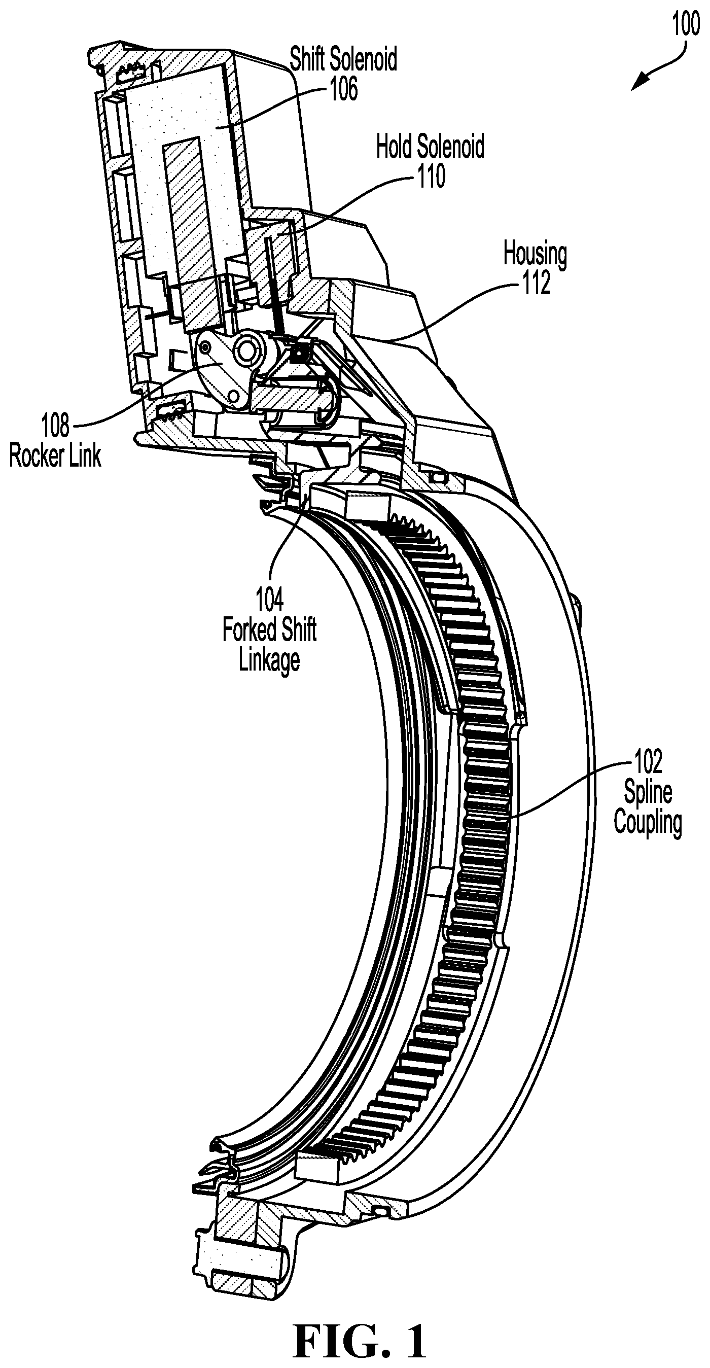 Patent US12508900 Figure 1 – Latched mono-stable axial coupling