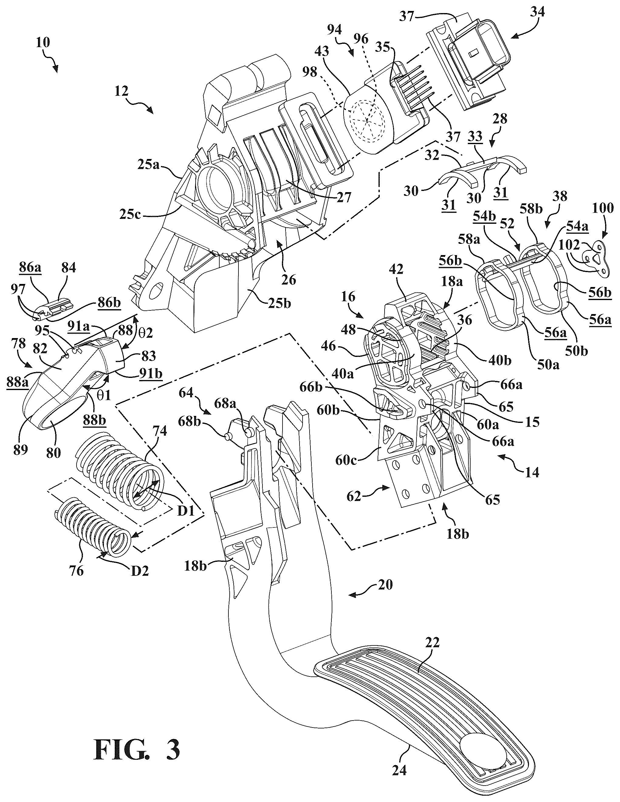 Patent US12508902 Figure 2 – Electronic throttle control pedal assembly