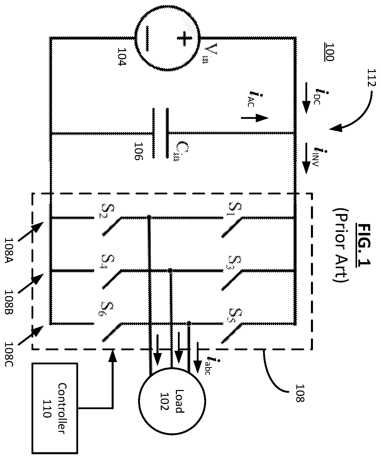 Patent US12508912 Figure 1 – System and method for discharging a capacitor using an auxiliary leg in an inverter
