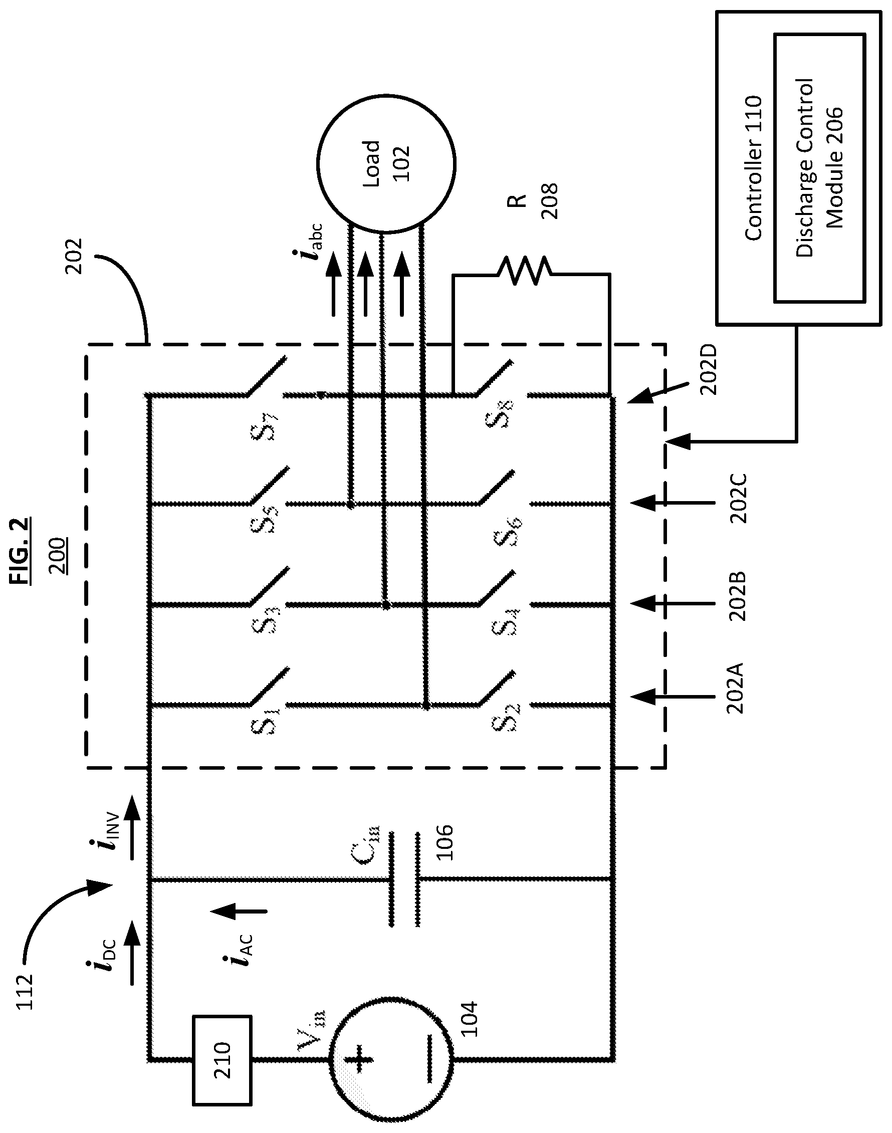 Patent US12508912 Figure 2 – System and method for discharging a capacitor using an auxiliary leg in an inverter