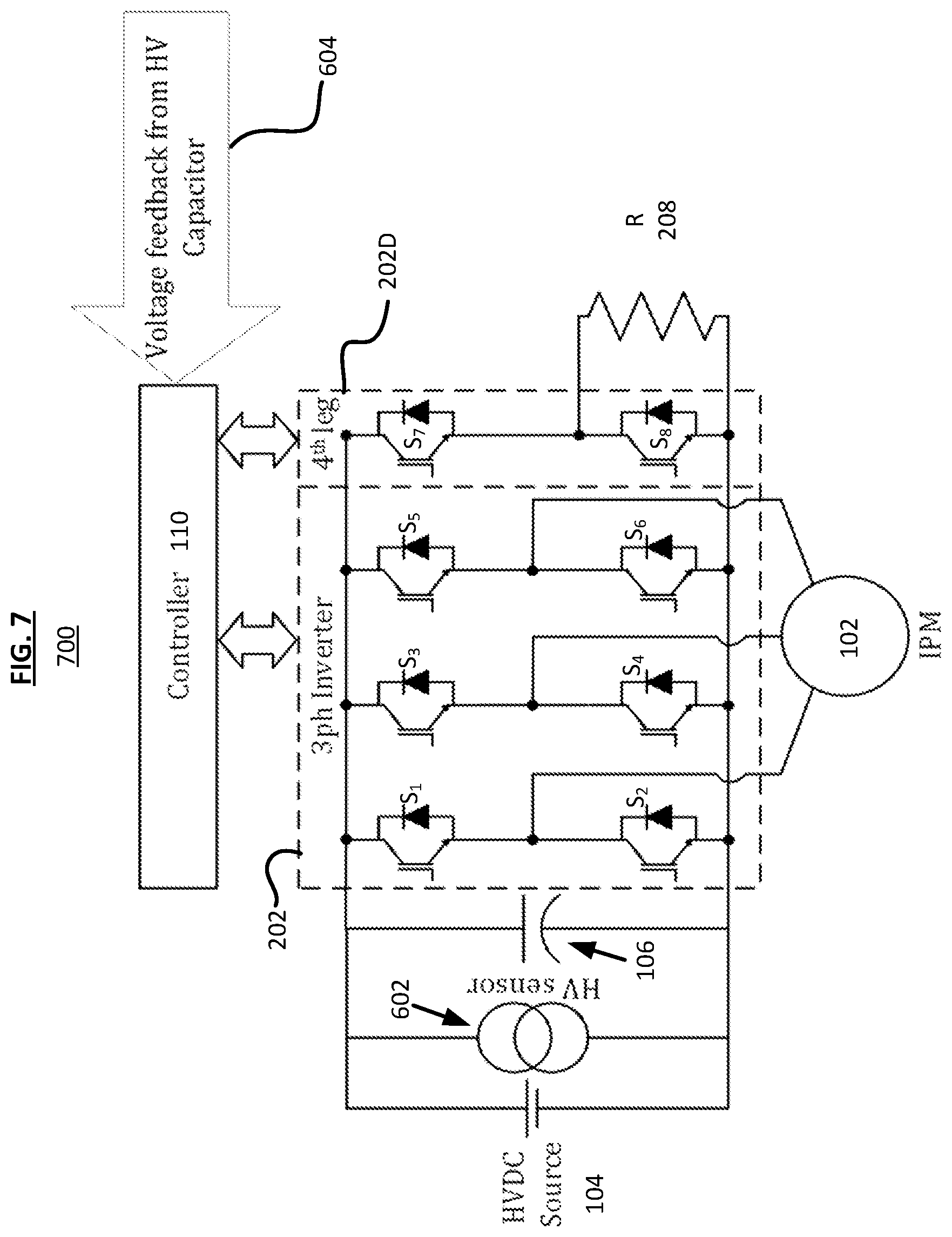 Patent US12508912 Figure 6 – System and method for discharging a capacitor using an auxiliary leg in an inverter