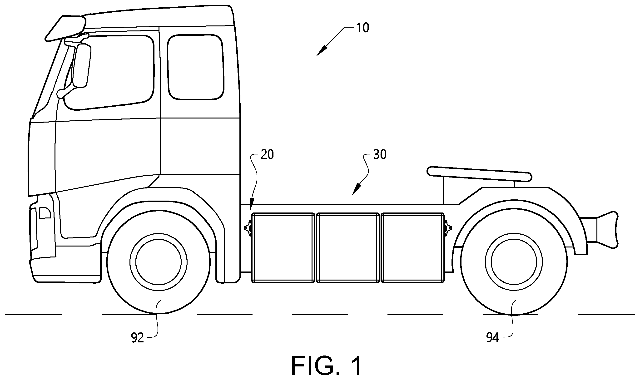 Patent US12508925 Figure 1 – Battery pack arrangement for a vehicle