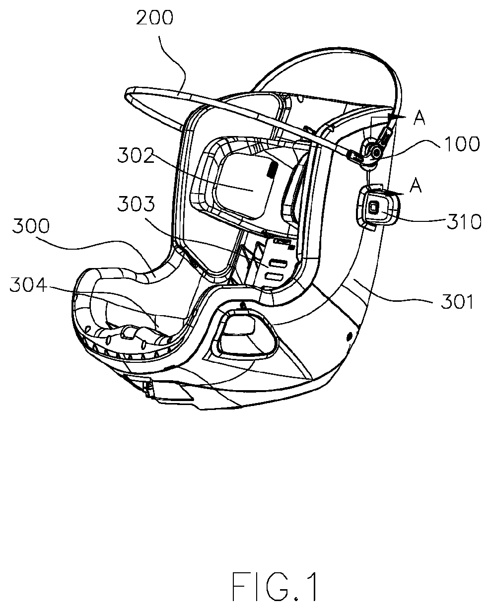 Patent US12508958 Figure 1 – Joining structure and child safety seat including the same