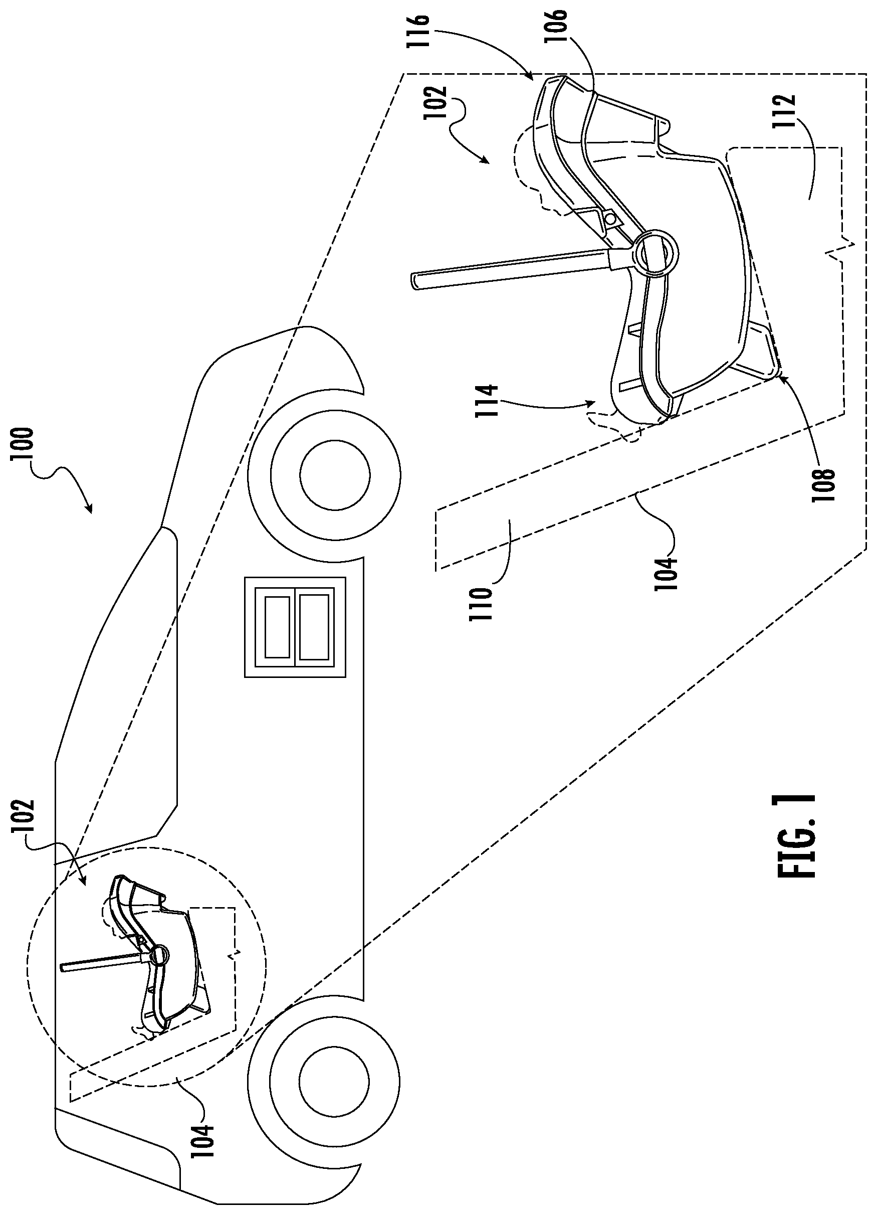Patent US12508960 Figure 1 – Slide out child vehicle seat system