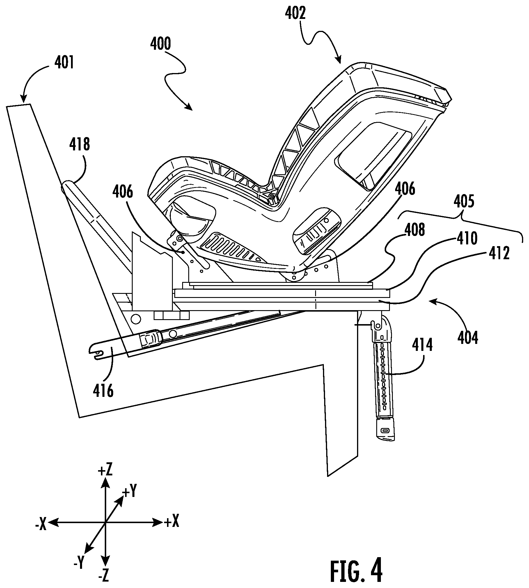 Patent US12508960 Figure 7 – Slide out child vehicle seat system