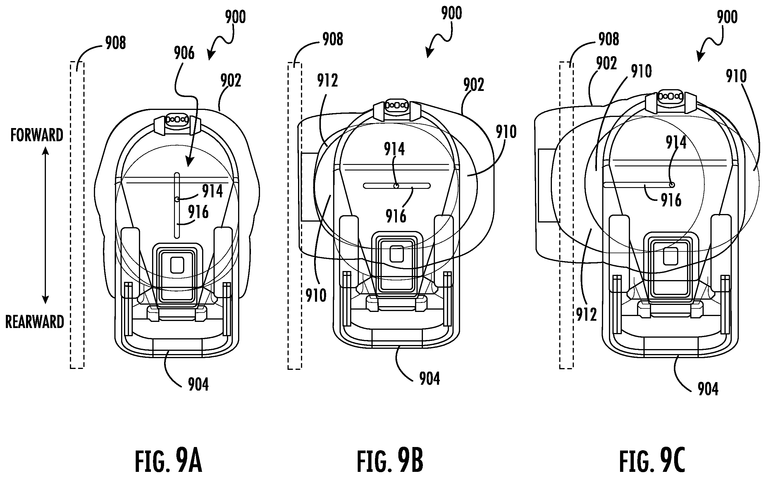 Patent US12508960 Figure 12 – Slide out child vehicle seat system