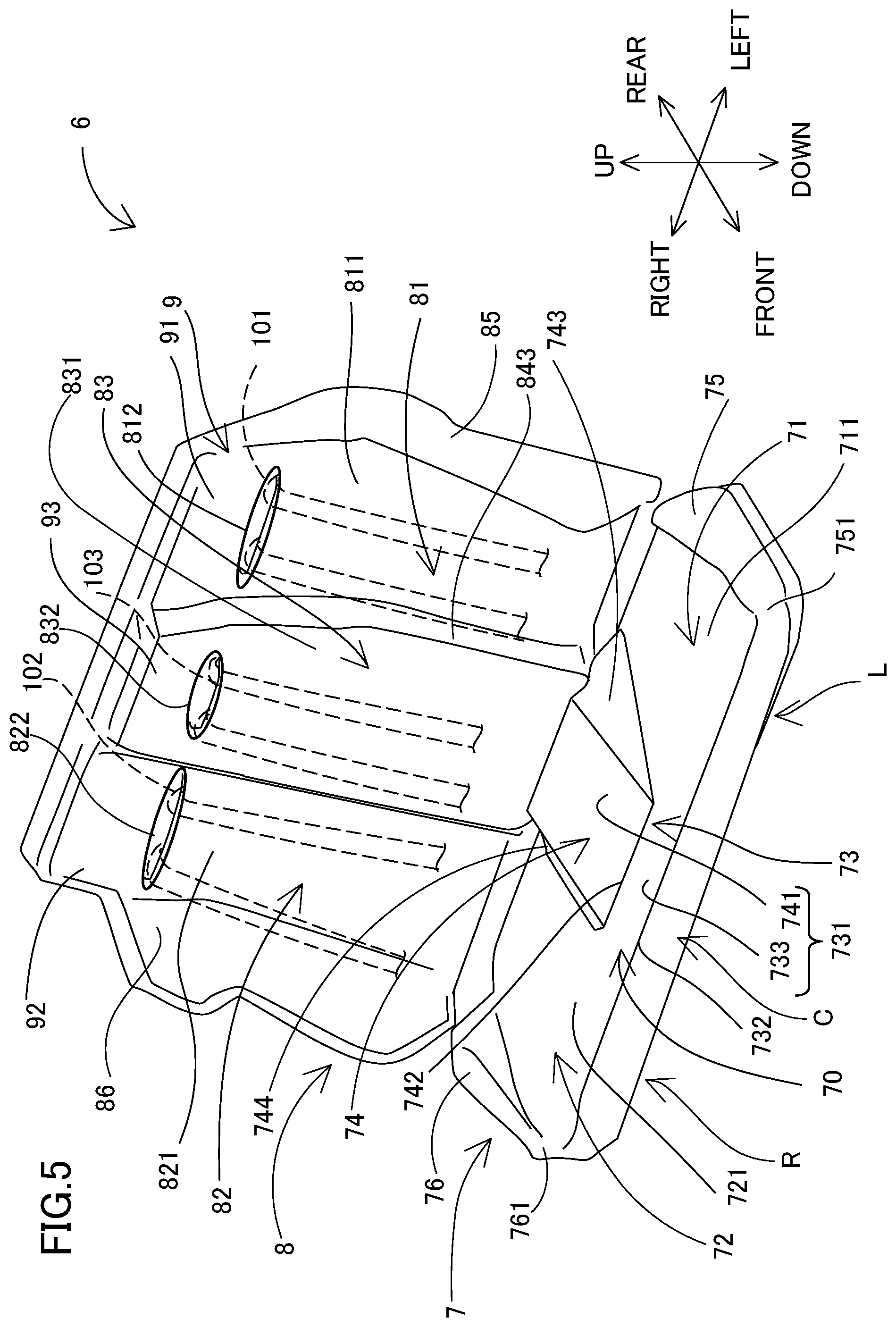 Patent US12508962 Figure 5 – Vehicle and vehicle seat