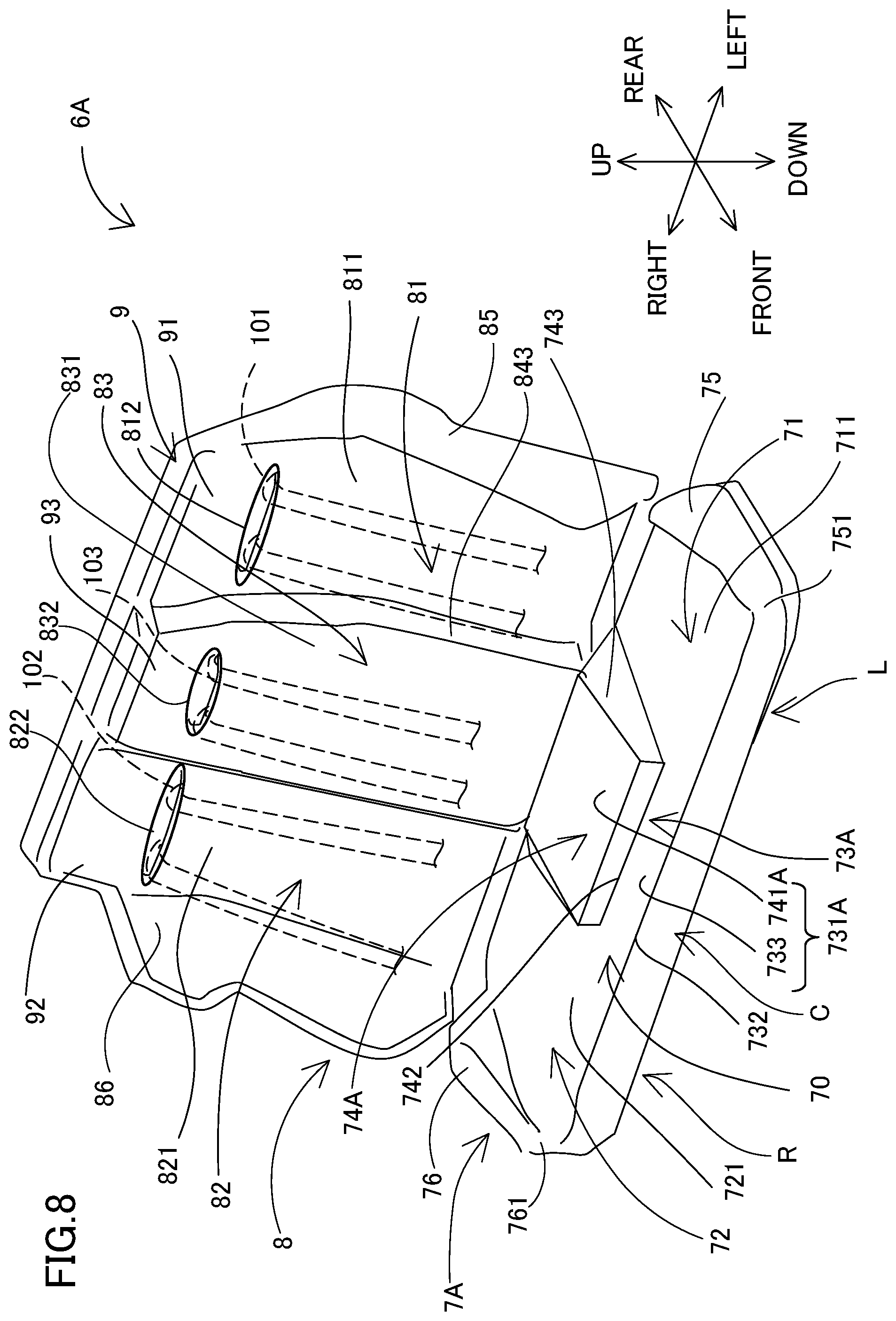 Patent US12508962 Figure 8 – Vehicle and vehicle seat