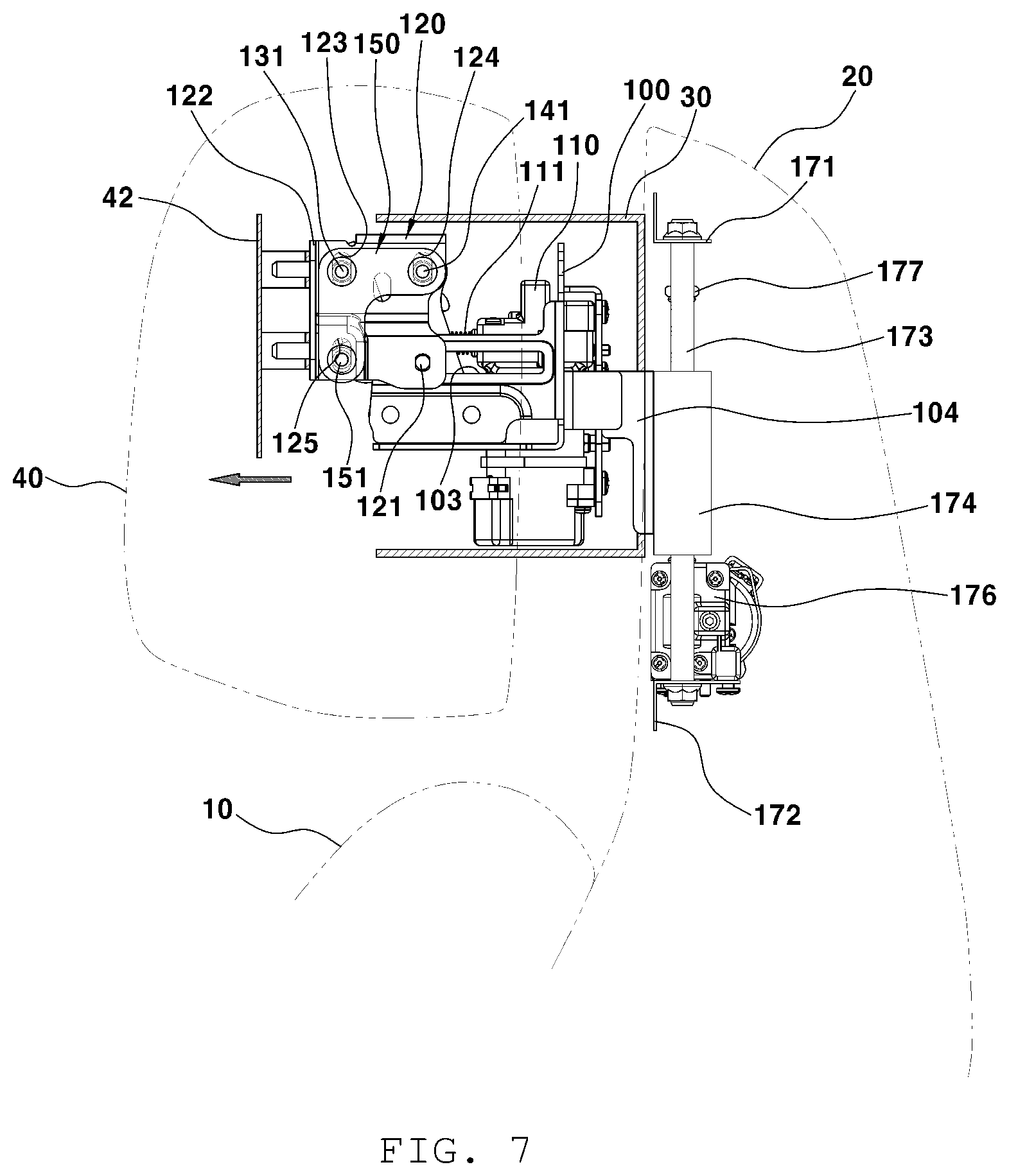 Patent US12508965 Figure 7 – Device for adjusting position of vehicle headrest