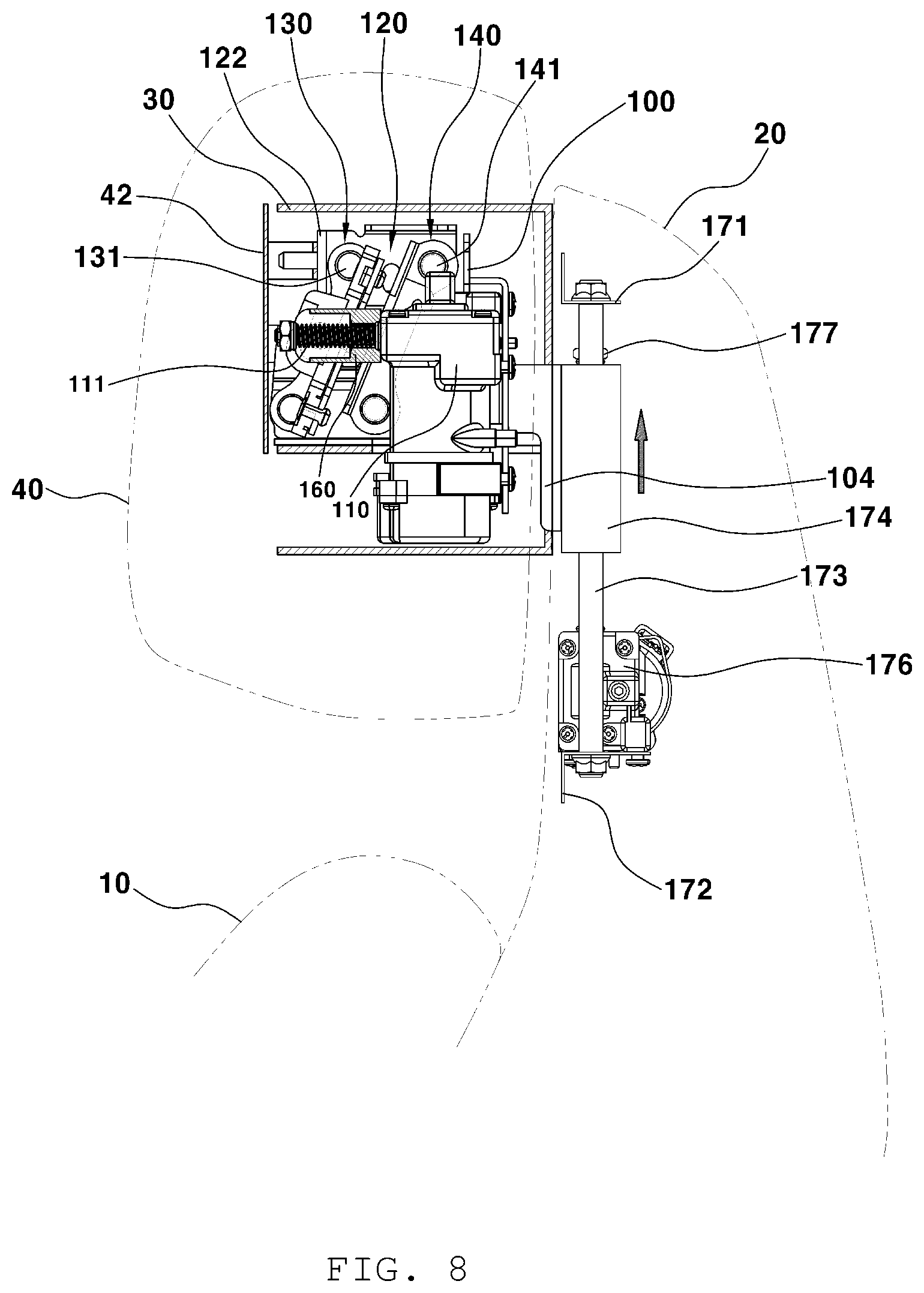 Patent US12508965 Figure 8 – Device for adjusting position of vehicle headrest