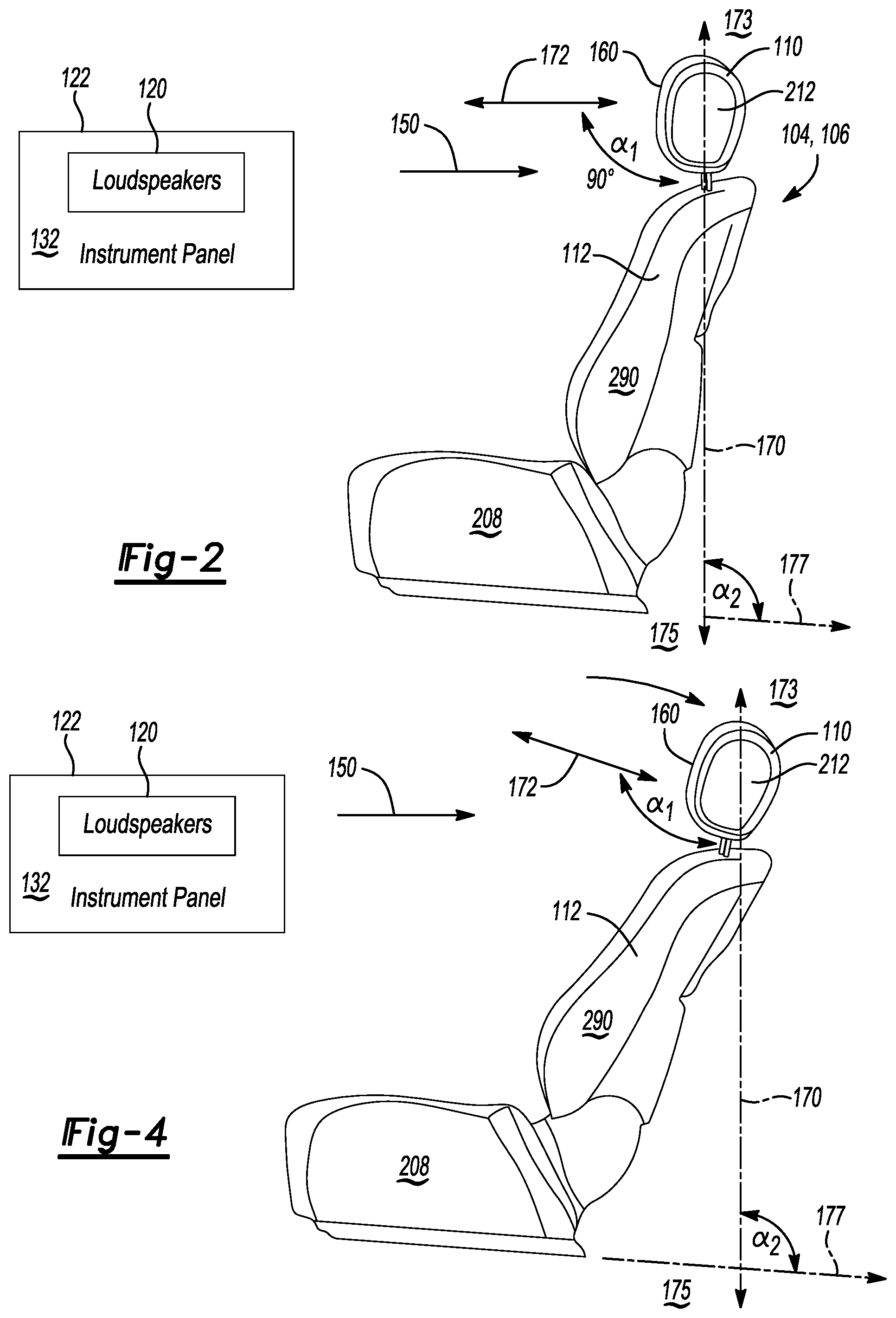 Patent US12508966 Figure 2 – System and method for auto-tilting headrest for vehicle audio experience