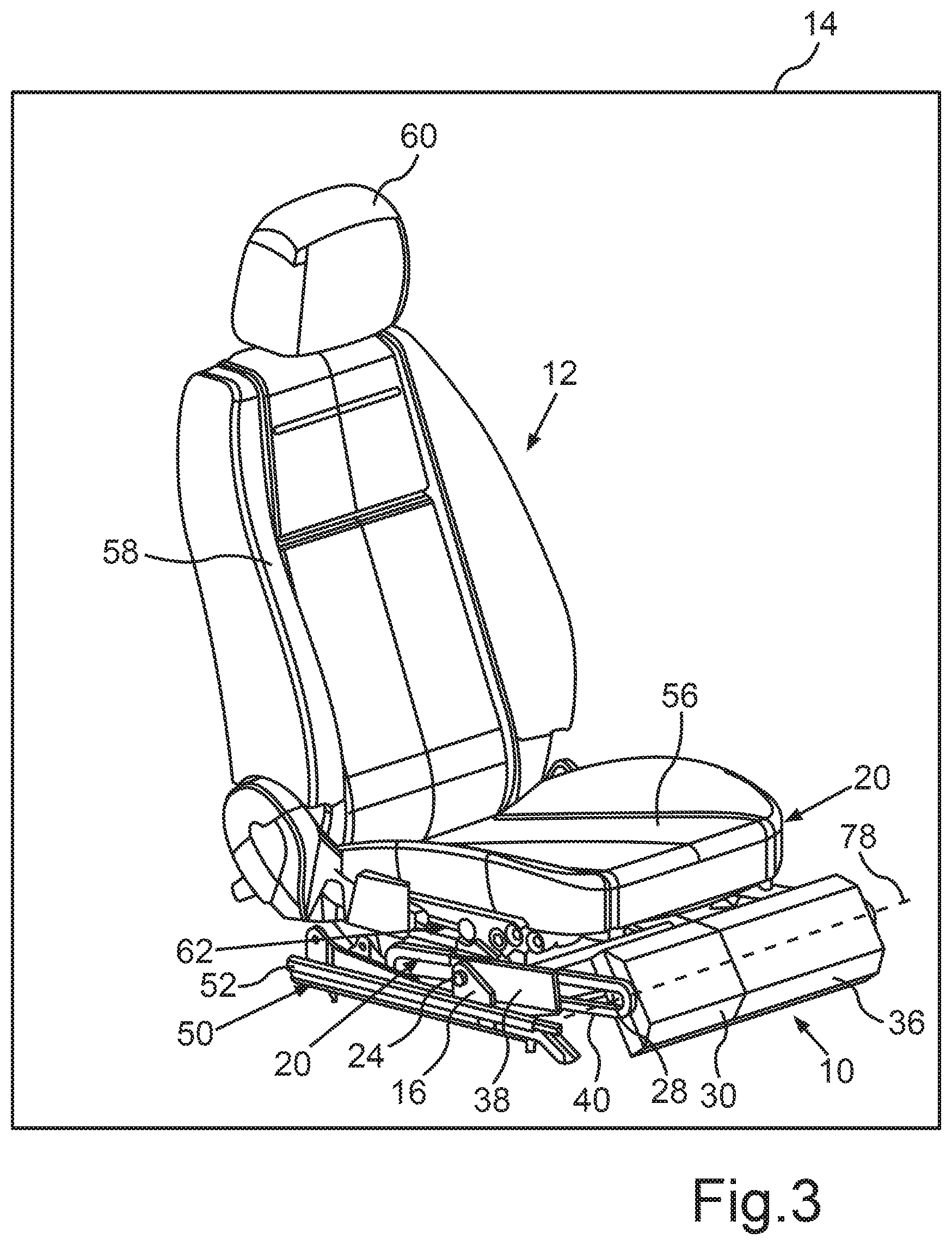 Patent US12508968 Figure 2 – Lower-leg support for a vehicle seat, vehicle seat of a motor vehicle, and motor vehicle