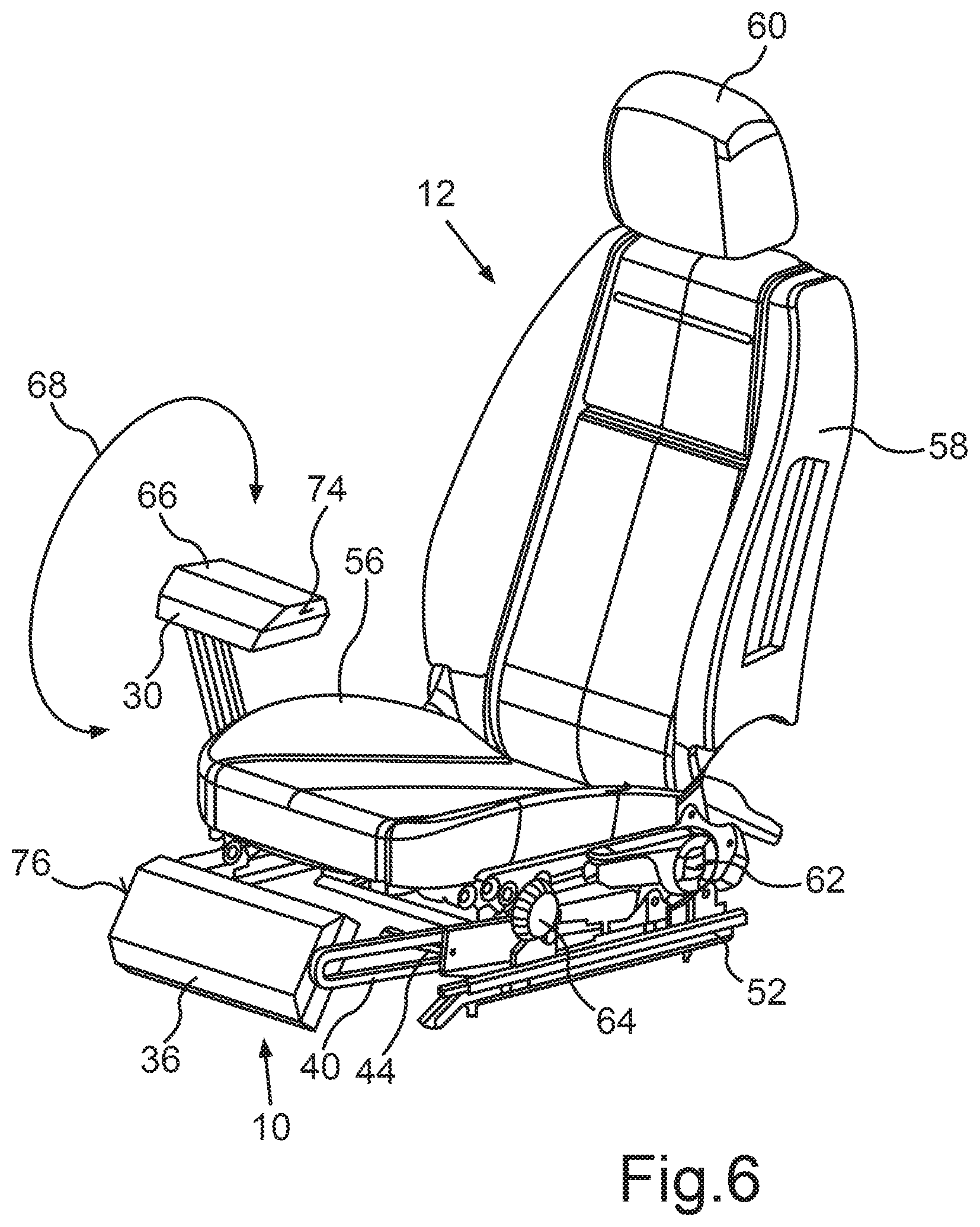 Patent US12508968 Figure 5 – Lower-leg support for a vehicle seat, vehicle seat of a motor vehicle, and motor vehicle