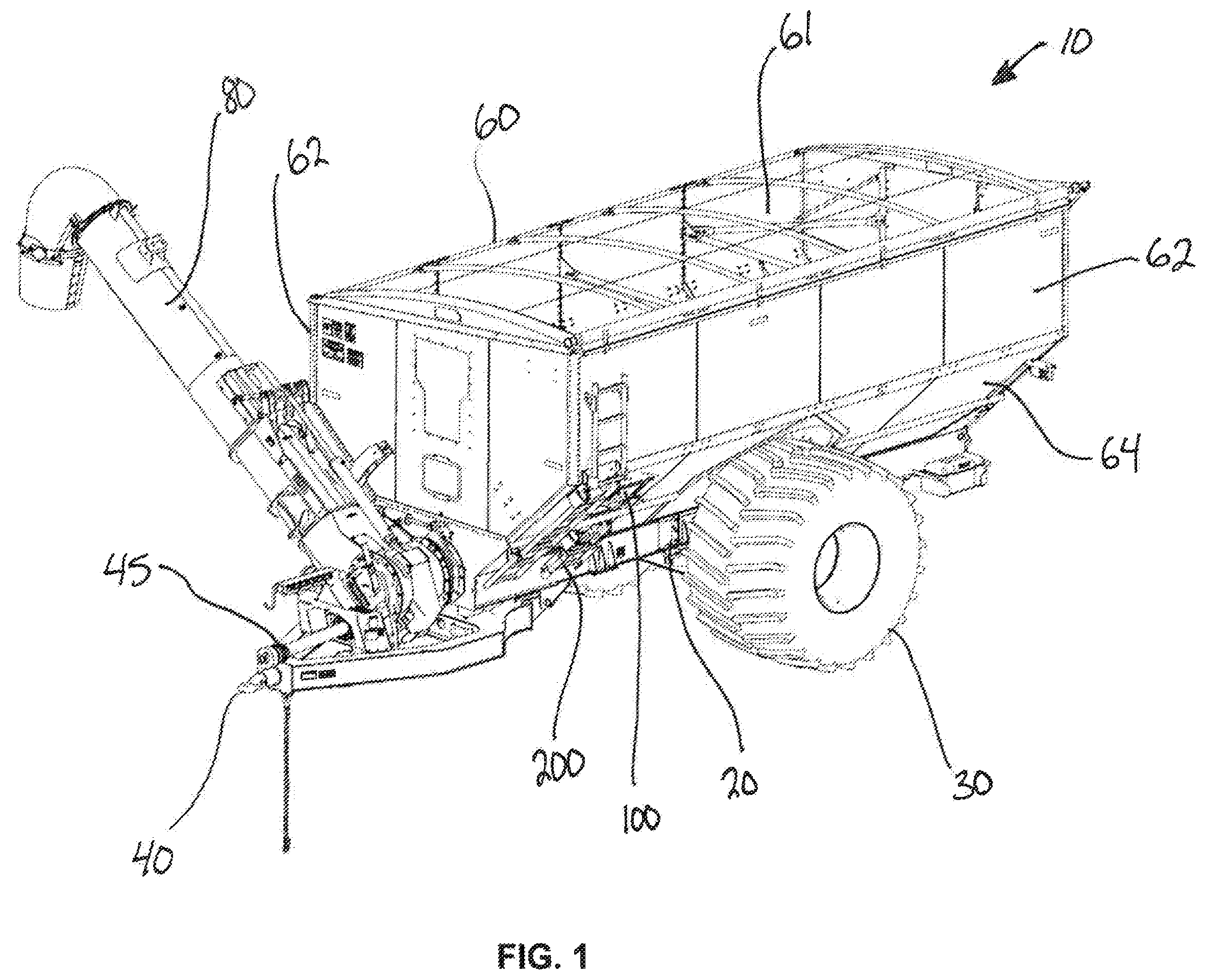 Patent US12508971 Figure 1 – Ground level access point for grain carts