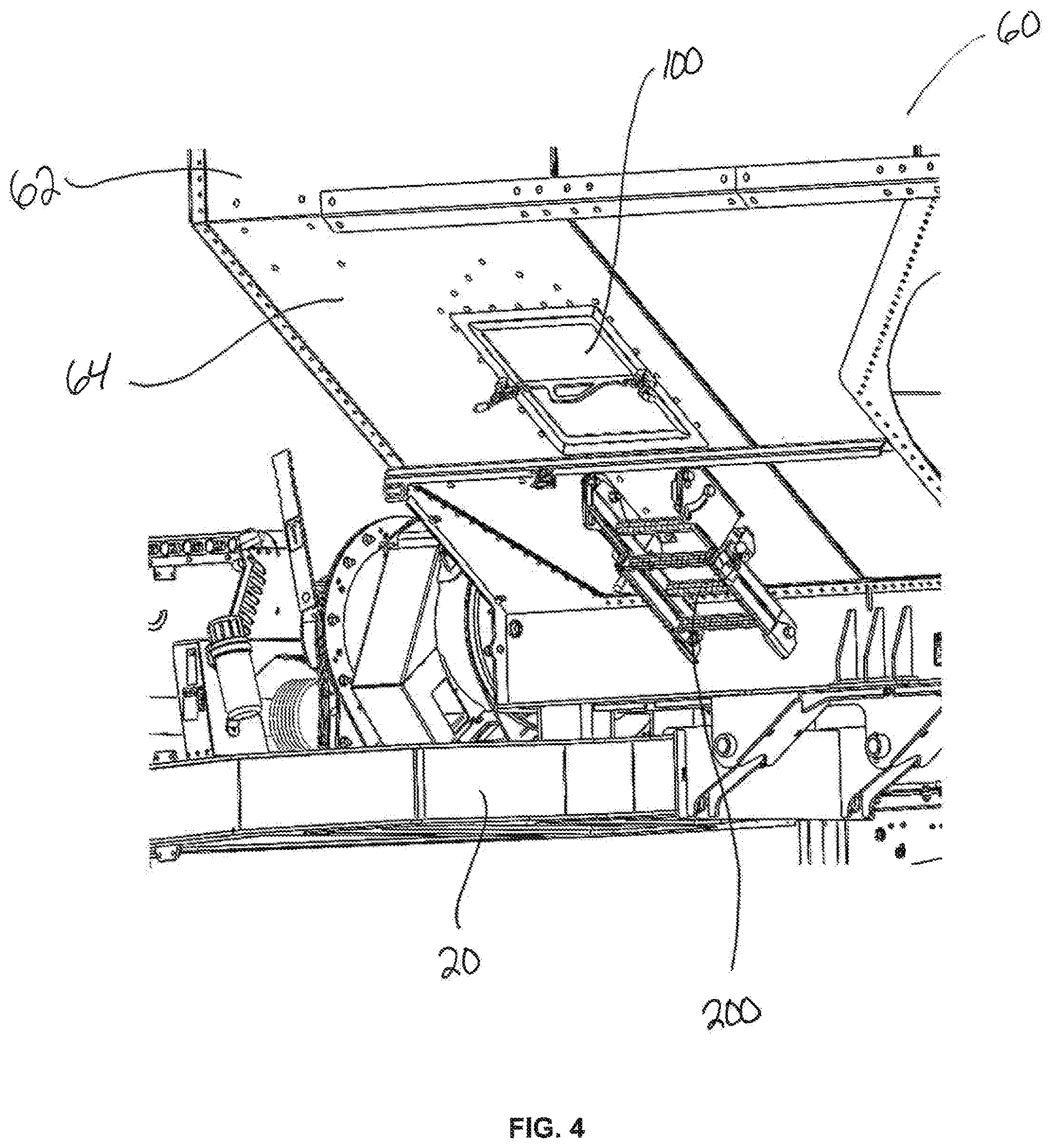 Patent US12508971 Figure 4 – Ground level access point for grain carts