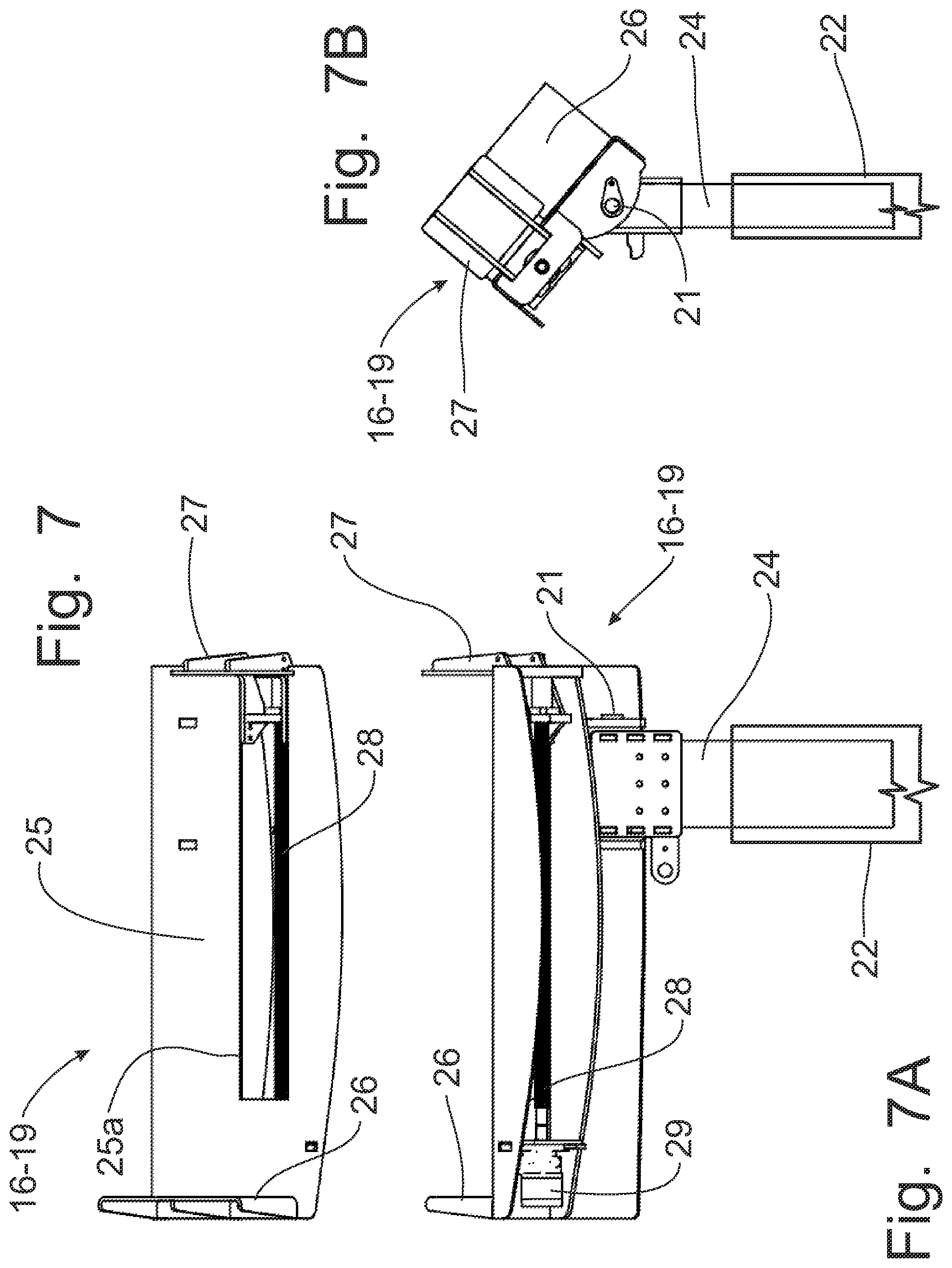 Patent US12508973 Figure 7 – Trailer for transporting and discharging building trusses