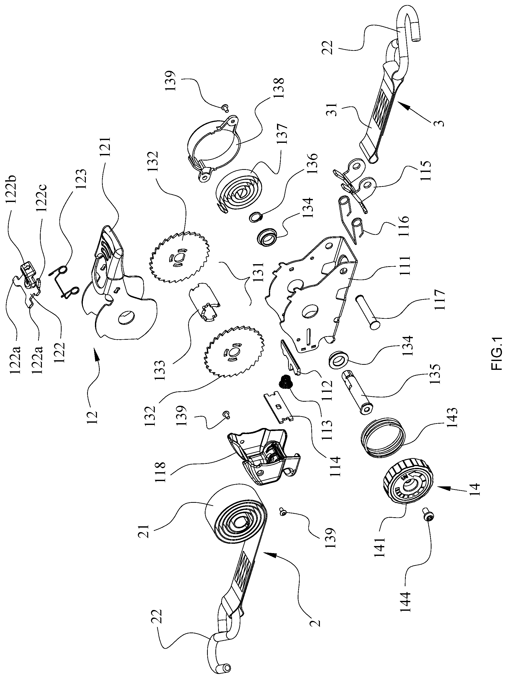 Patent US12508975 Figure 1 – Safety tensioning device for automobiles