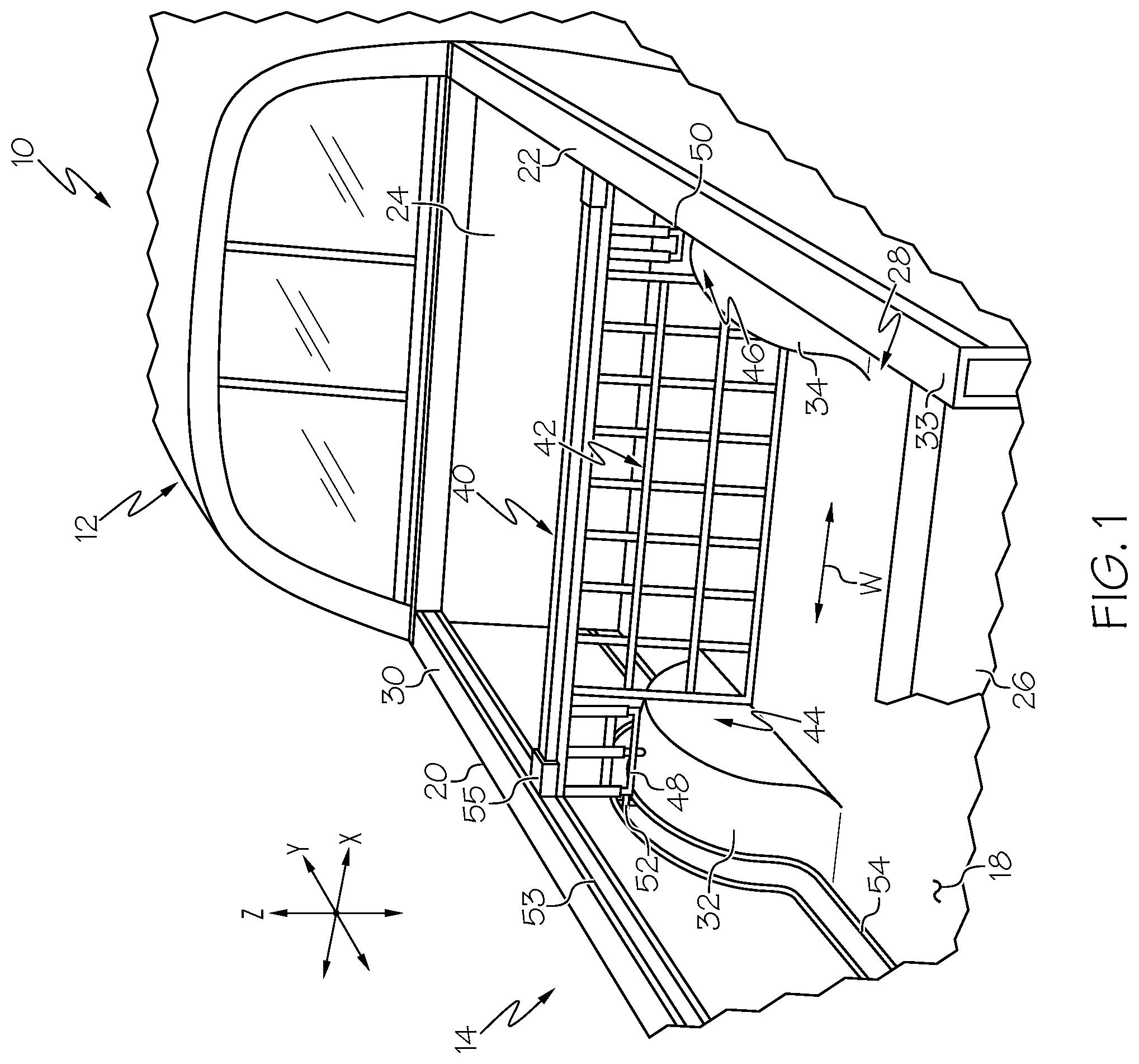 Patent US12508978 Figure 1 – Truck bed dividers with retractable divider extensions