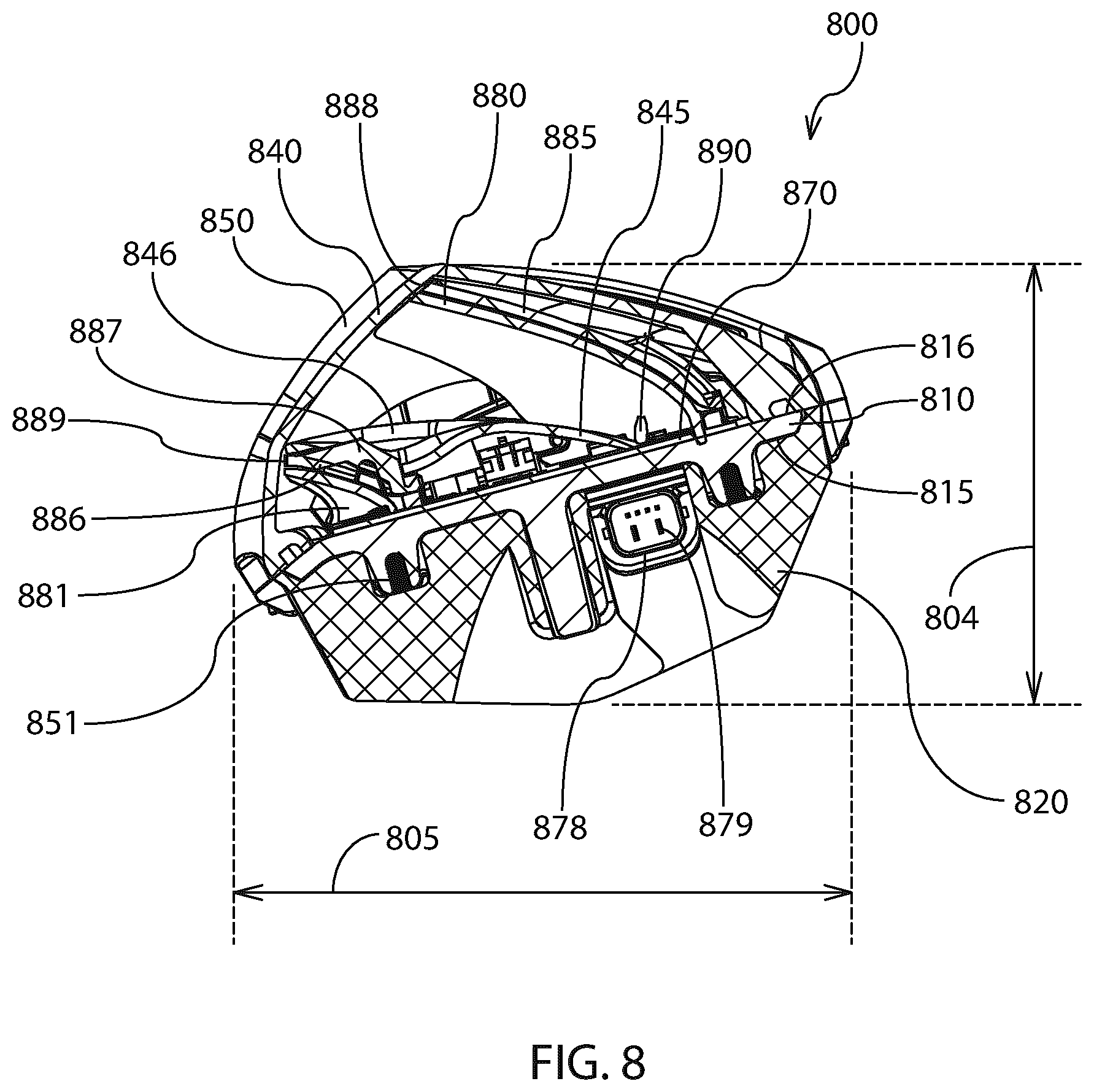 Patent US12508982 Figure 8 – Method and apparatus for vehicular light fixtures