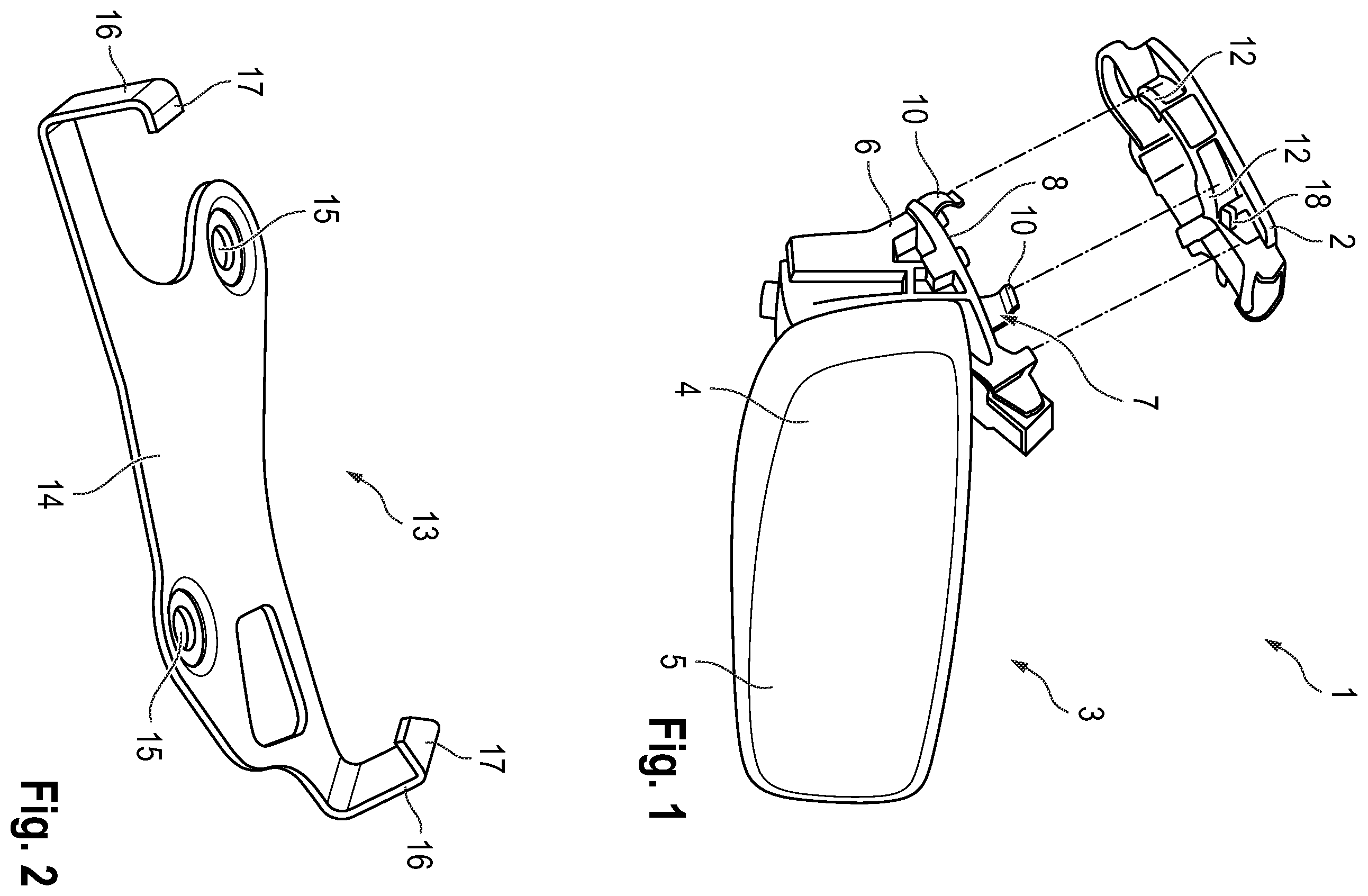Patent US12508989 Figure 1 – Apparatus for attaching a rear-view mirror to the interior of a transportation vehicle and transportation vehicle