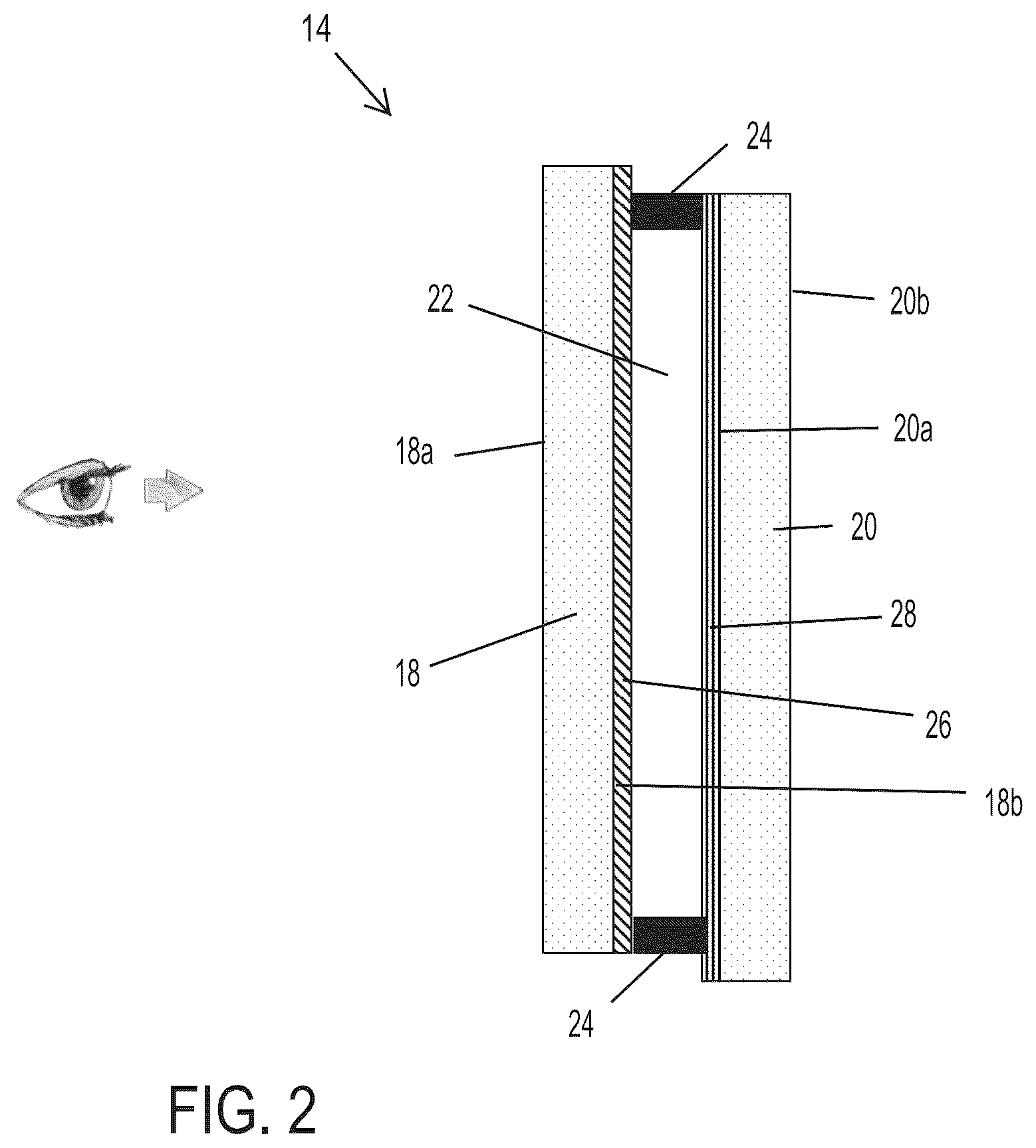 Patent US12508991 Figure 2 – Vehicular electrochromic mirror reflective element