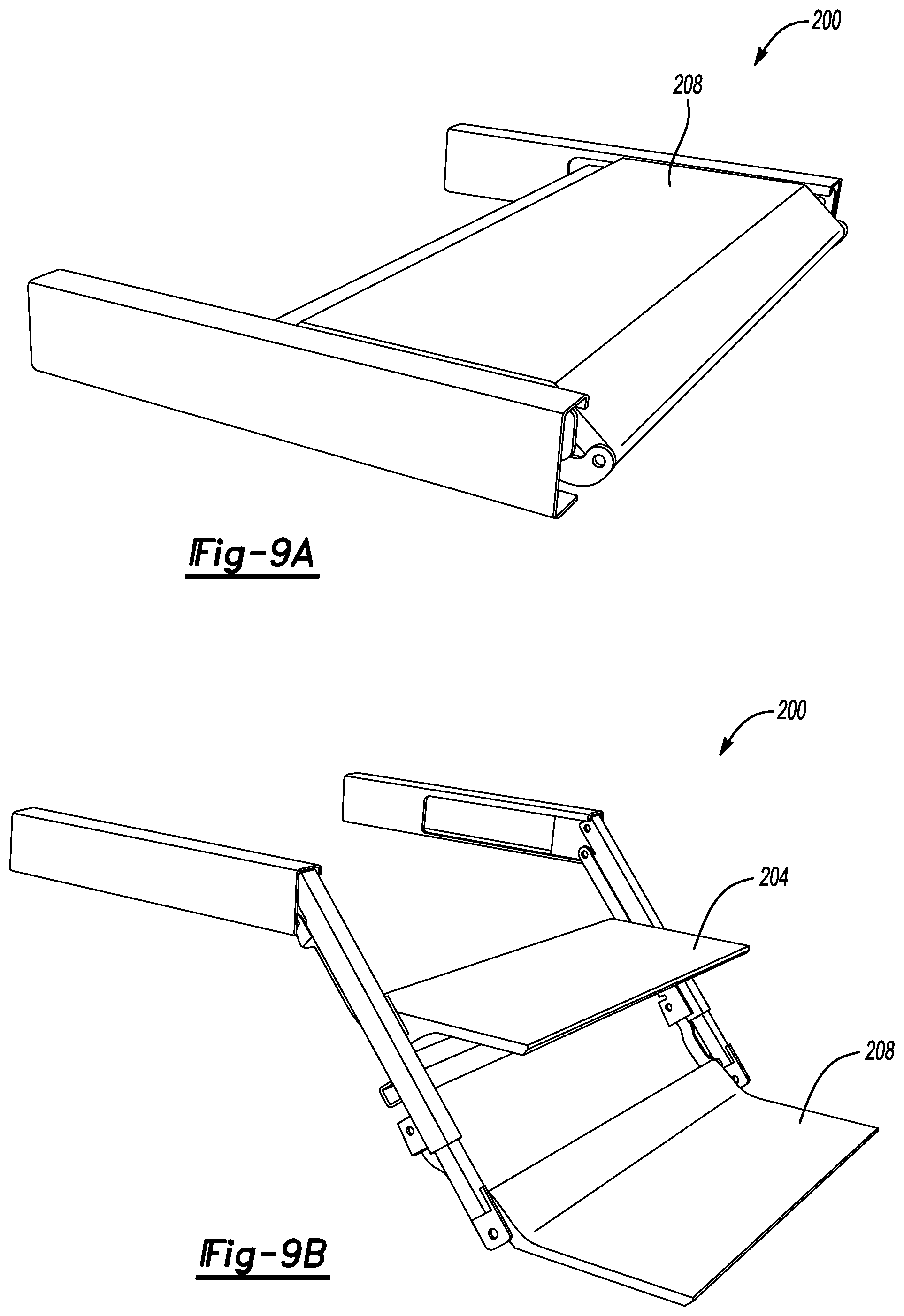 Patent US12508995 Figure 8 – Vehicle cargo bed systems including a stair assembly, a load stop, or both