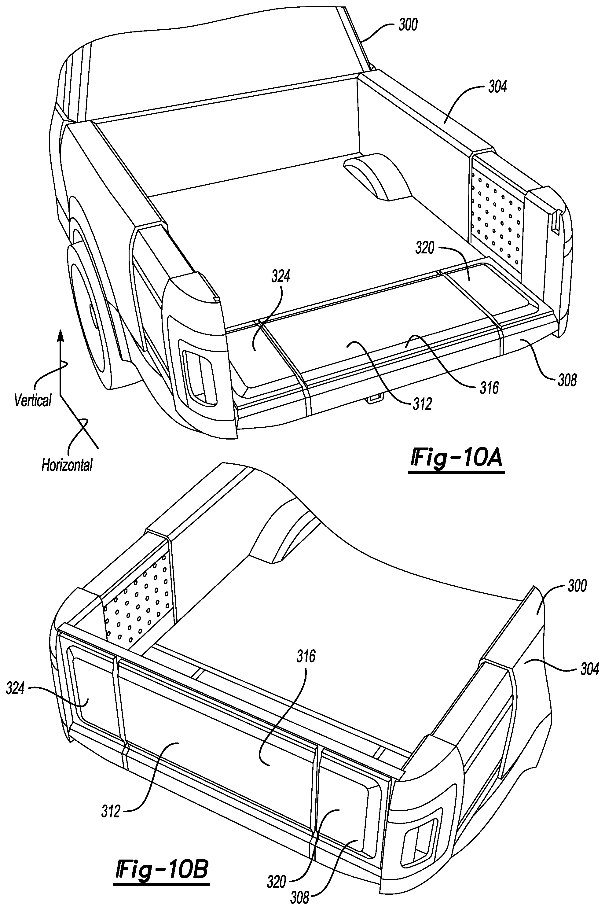 Patent US12508995 Figure 9 – Vehicle cargo bed systems including a stair assembly, a load stop, or both