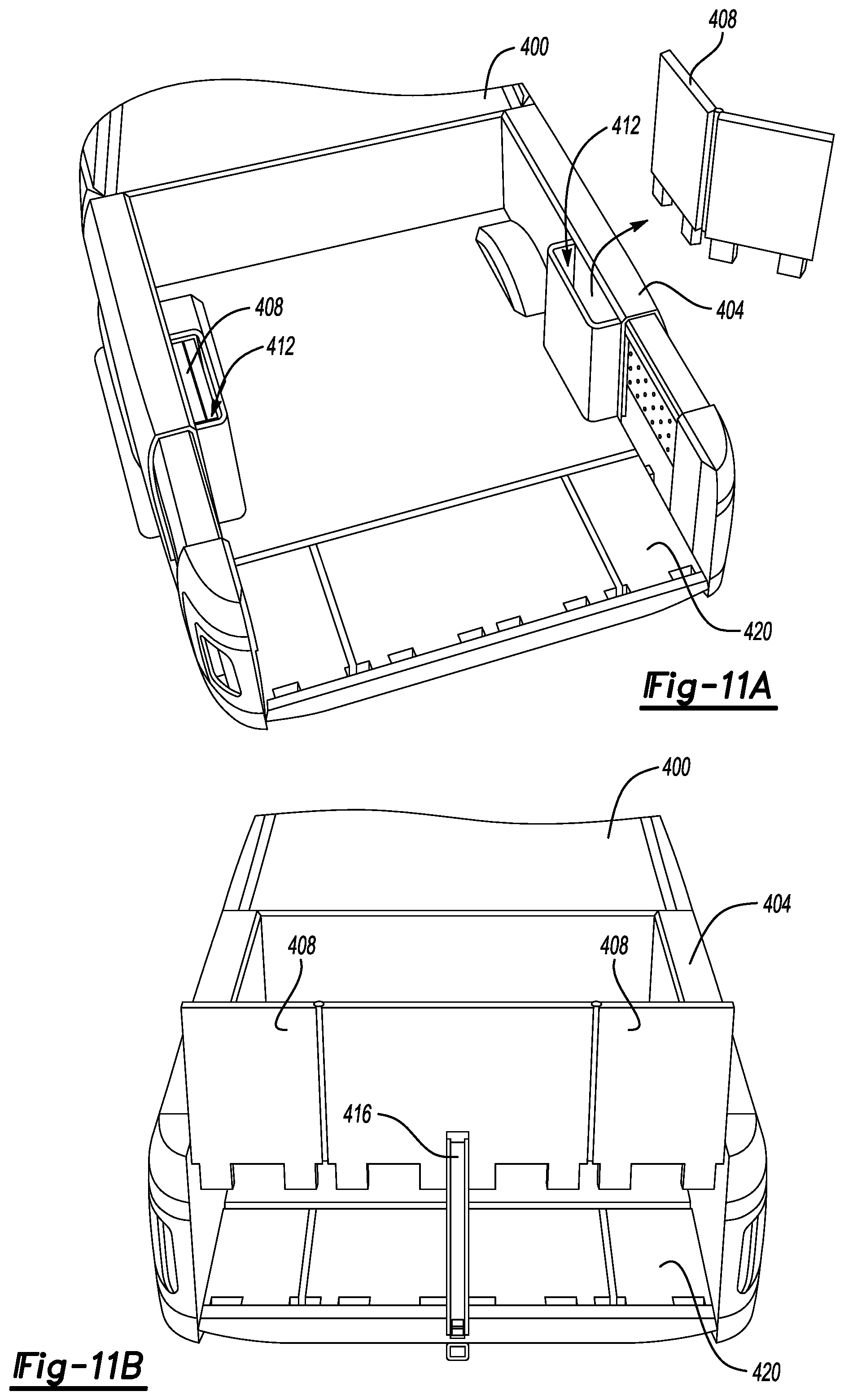 Patent US12508995 Figure 11 – Vehicle cargo bed systems including a stair assembly, a load stop, or both