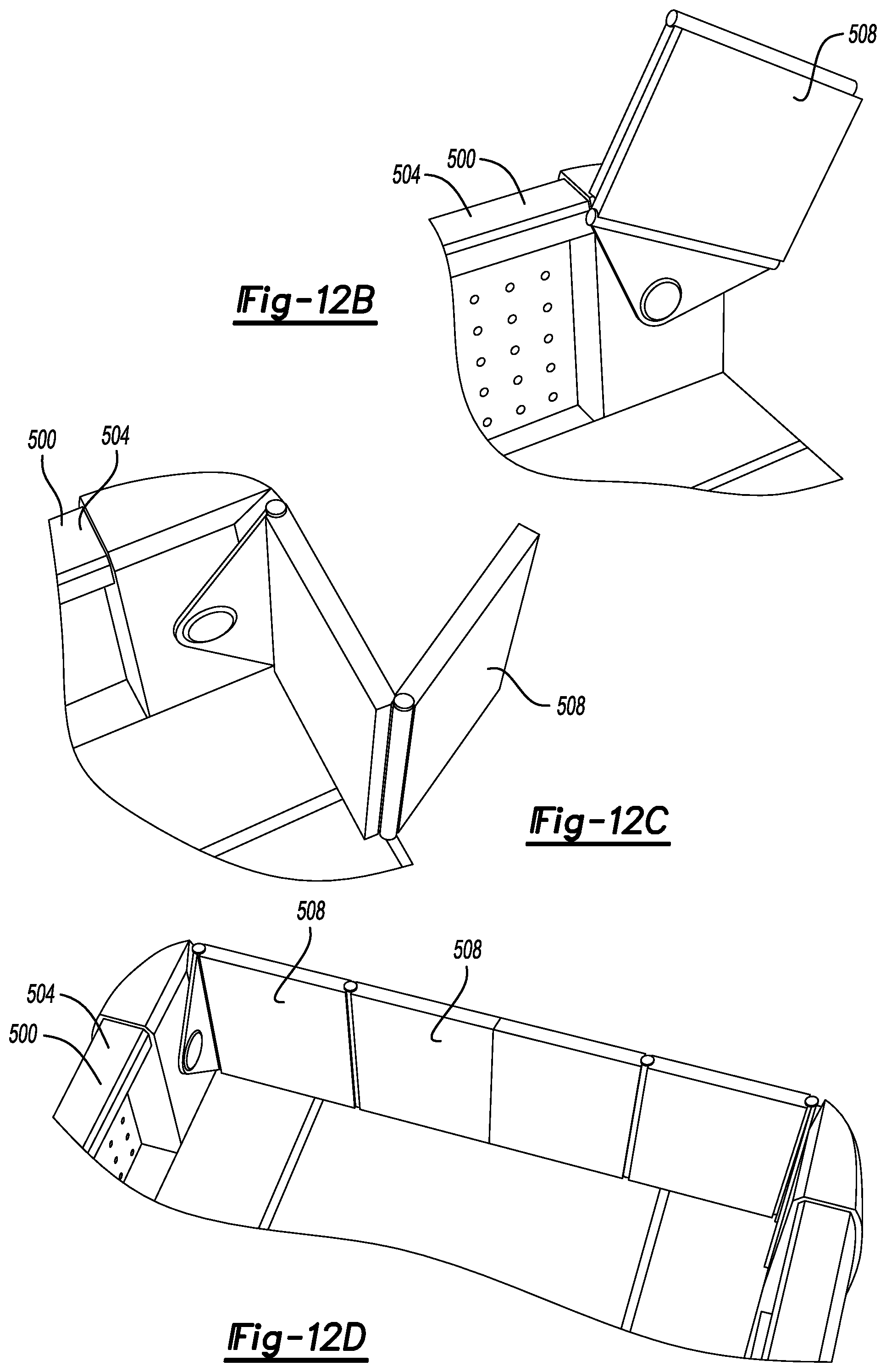 Patent US12508995 Figure 13 – Vehicle cargo bed systems including a stair assembly, a load stop, or both