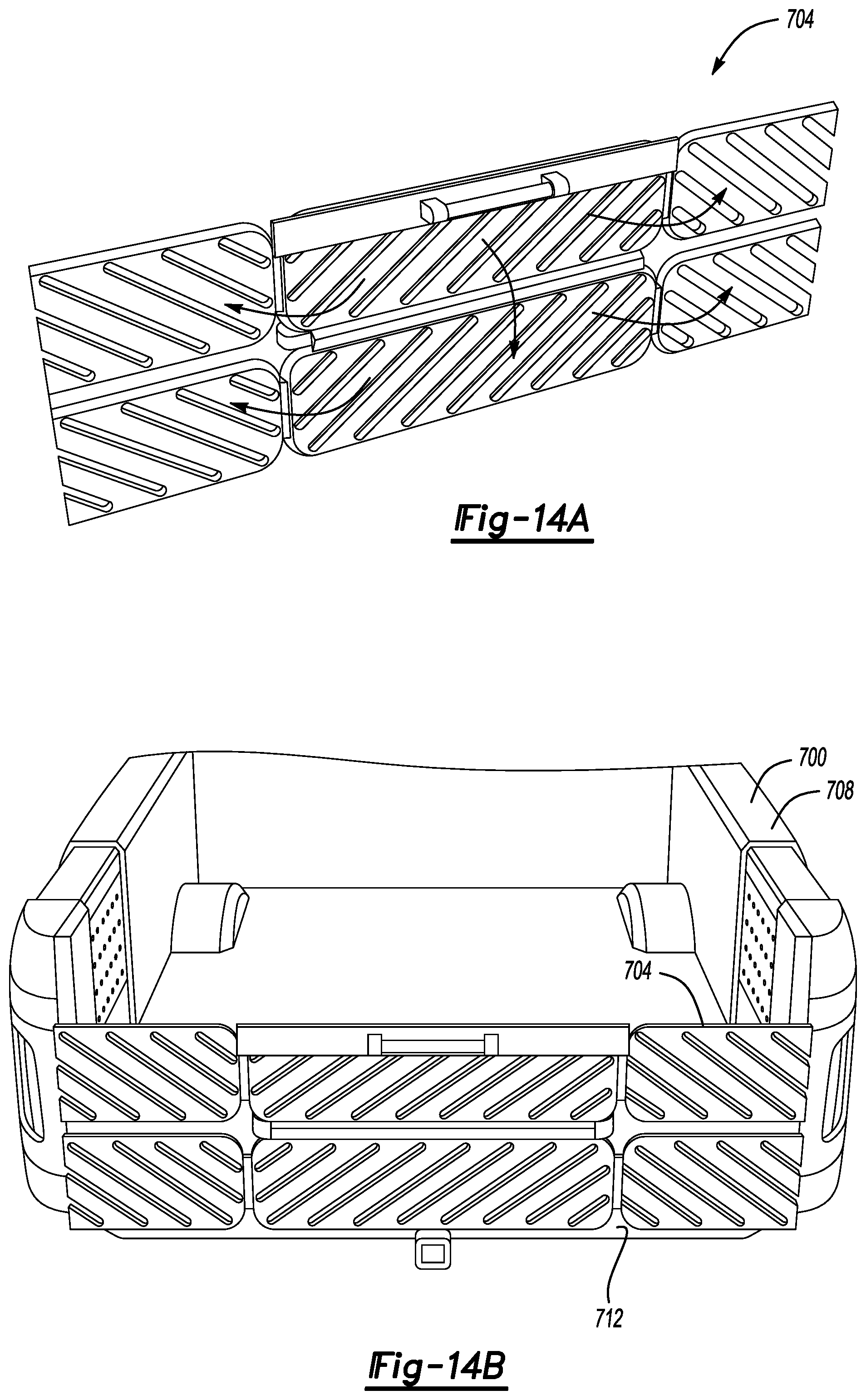 Patent US12508995 Figure 16 – Vehicle cargo bed systems including a stair assembly, a load stop, or both