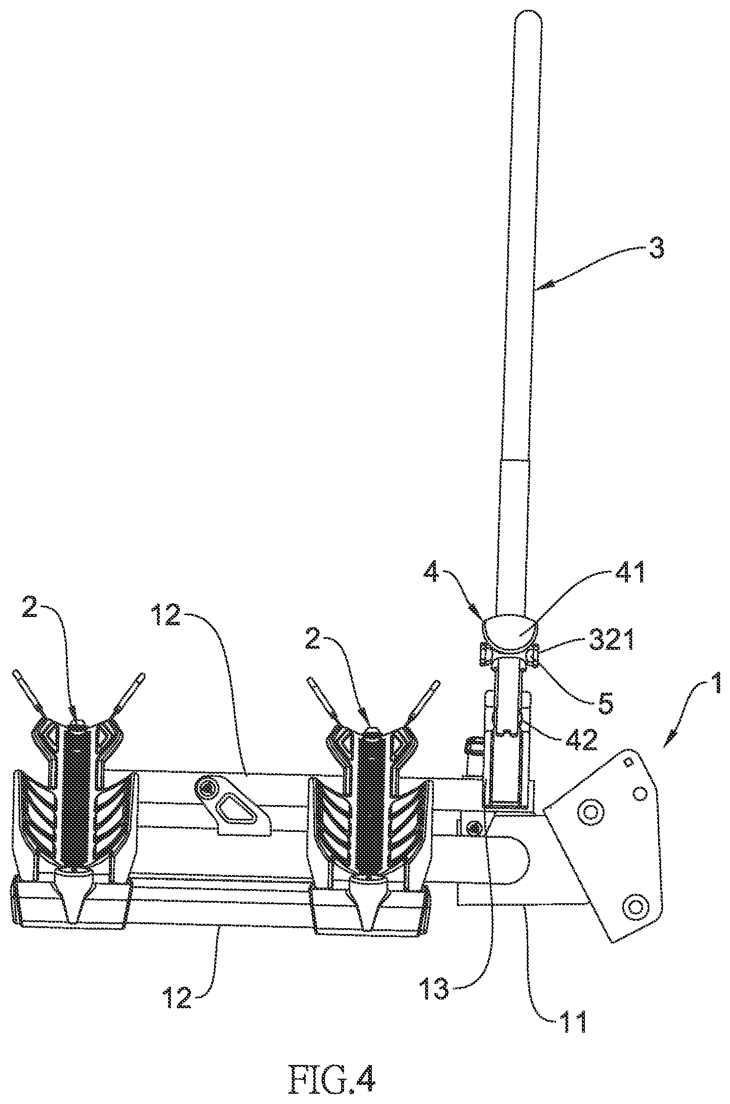 Patent US12508997 Figure 4 – Foldable bicycle rack for cars