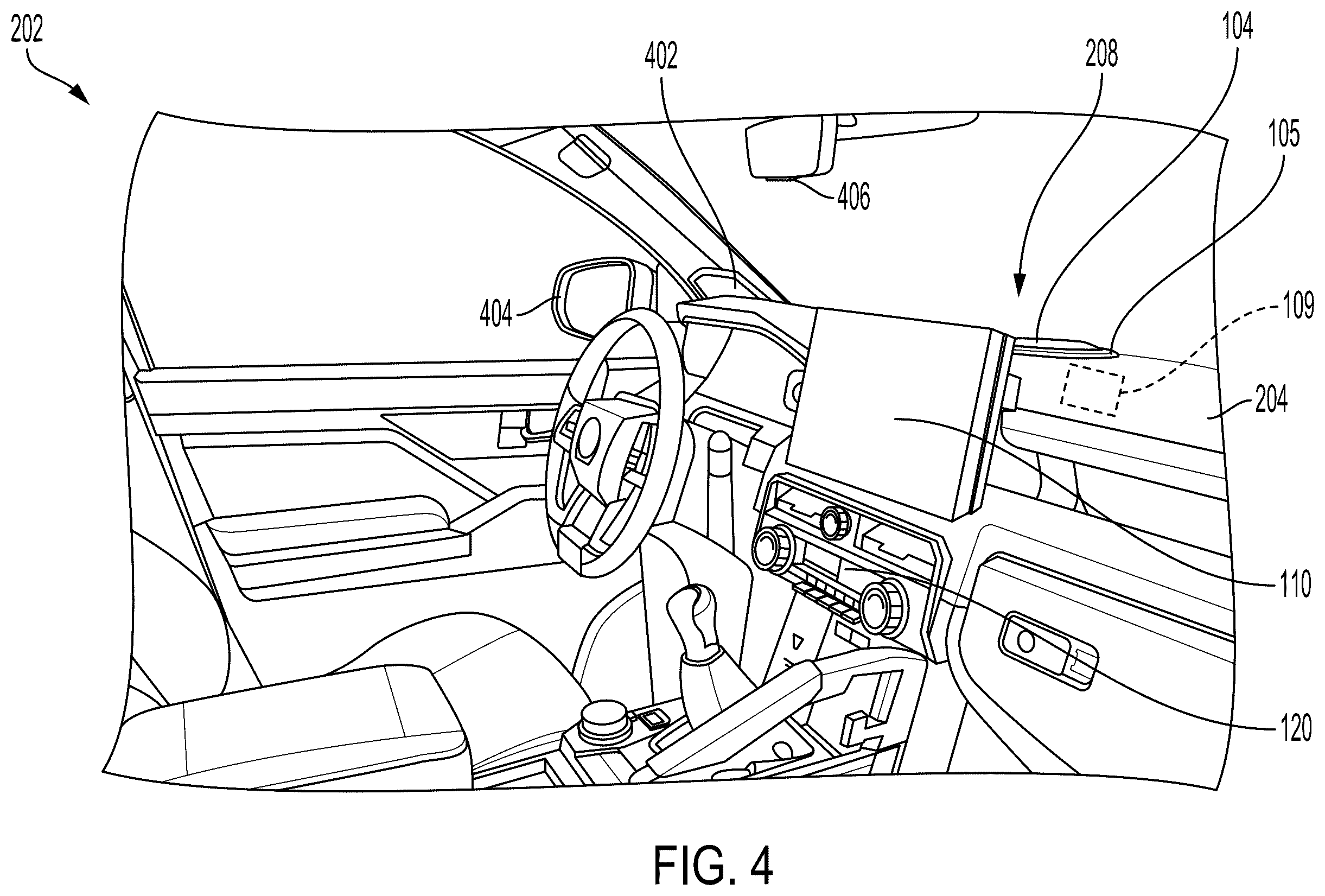 Patent US12508998 Figure 4 – Methods, systems, and devices for monitoring a portable speaker of a vehicle