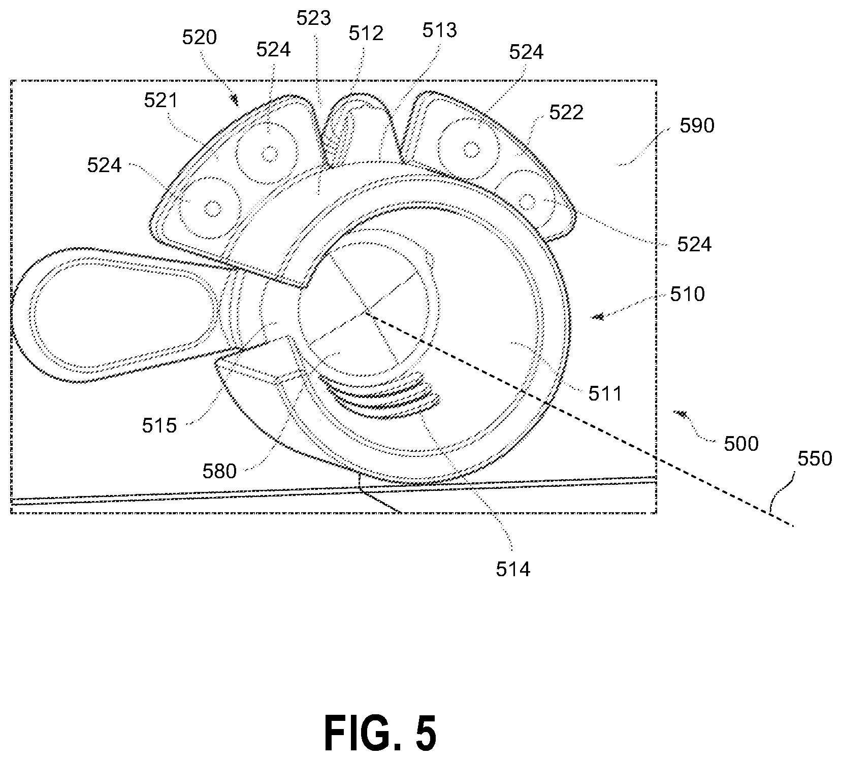 Patent US12508999 Figure 5 – Vehicle sensor lens hood