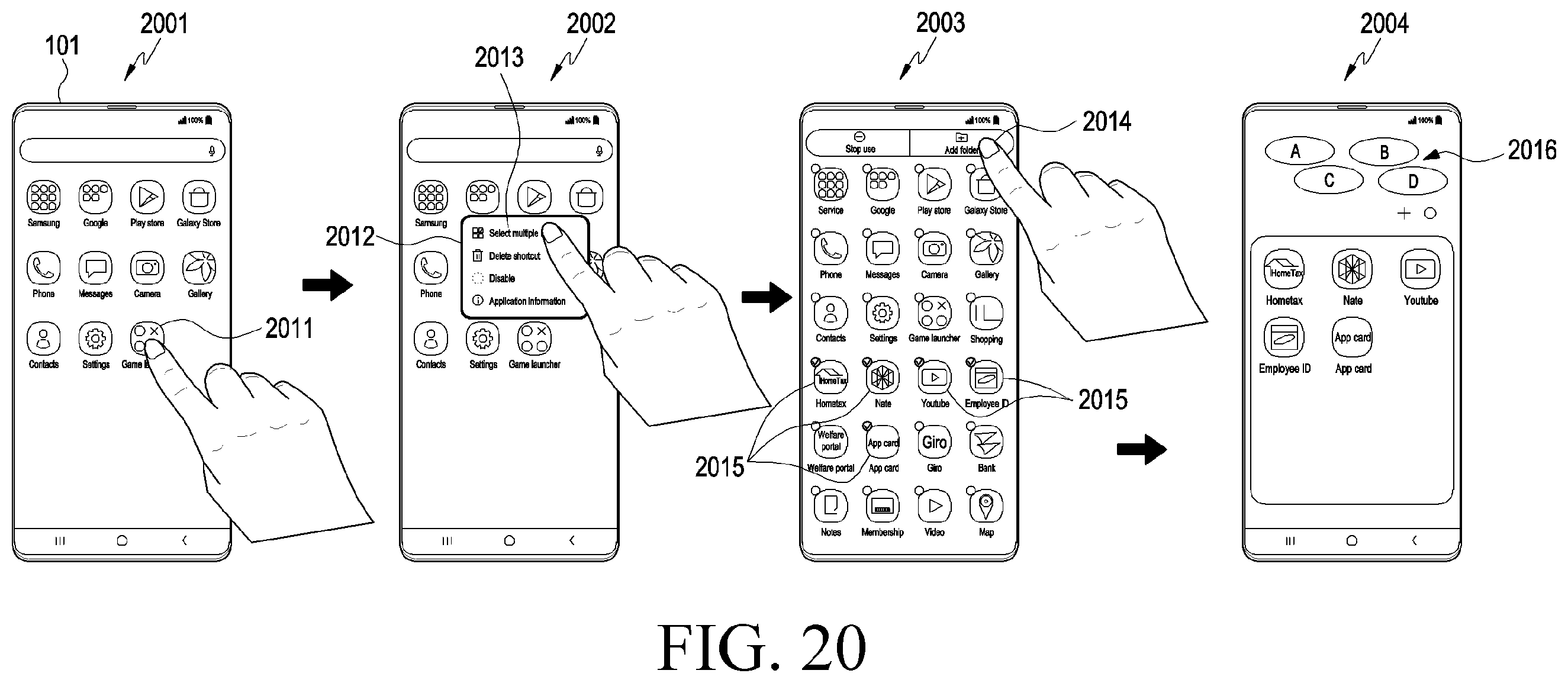 Patent US12511013 Figure 20 – Electronic device for folder operation, and operating method therefor